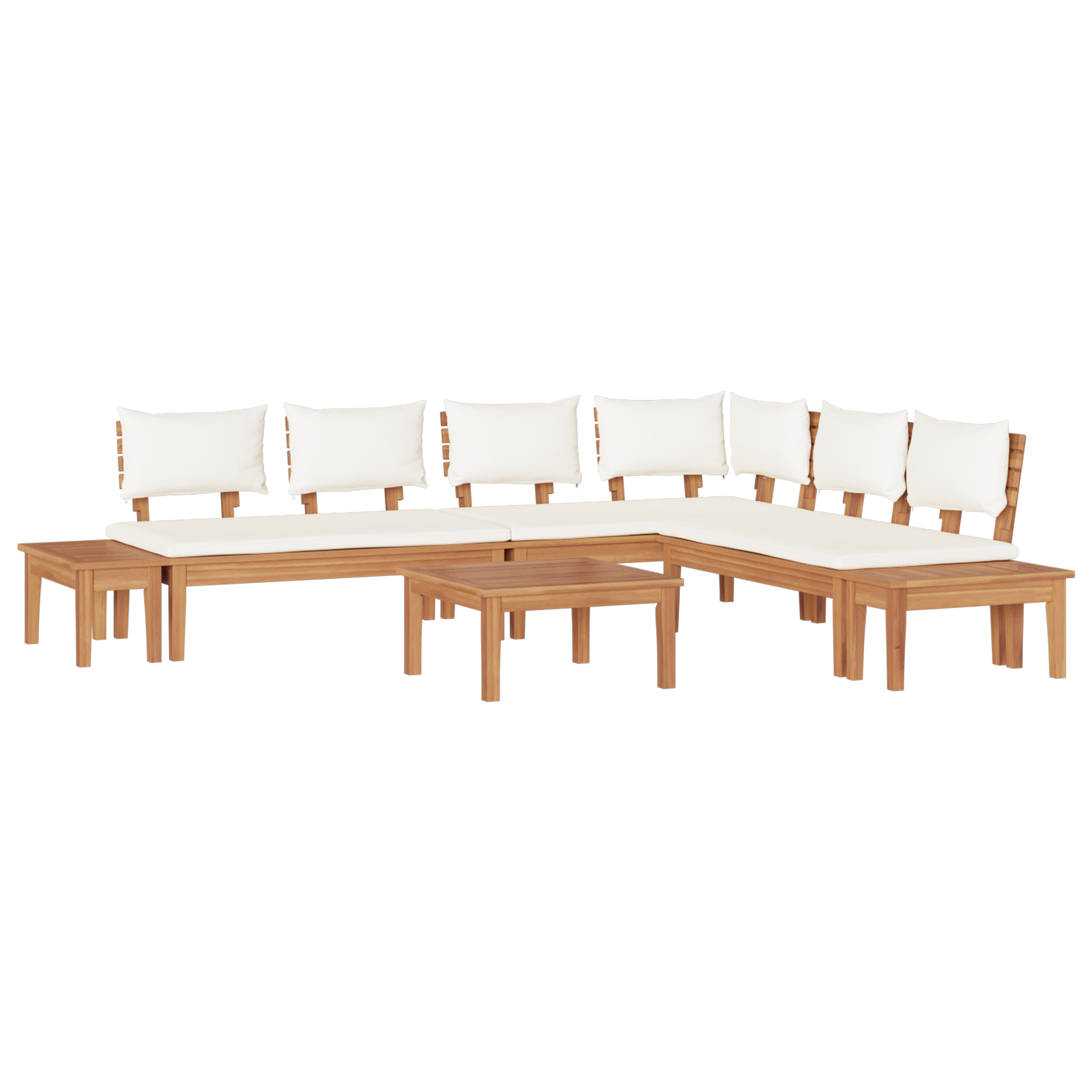 Hagebenk Set med pute med lagring 4 pcs Brun og Krem