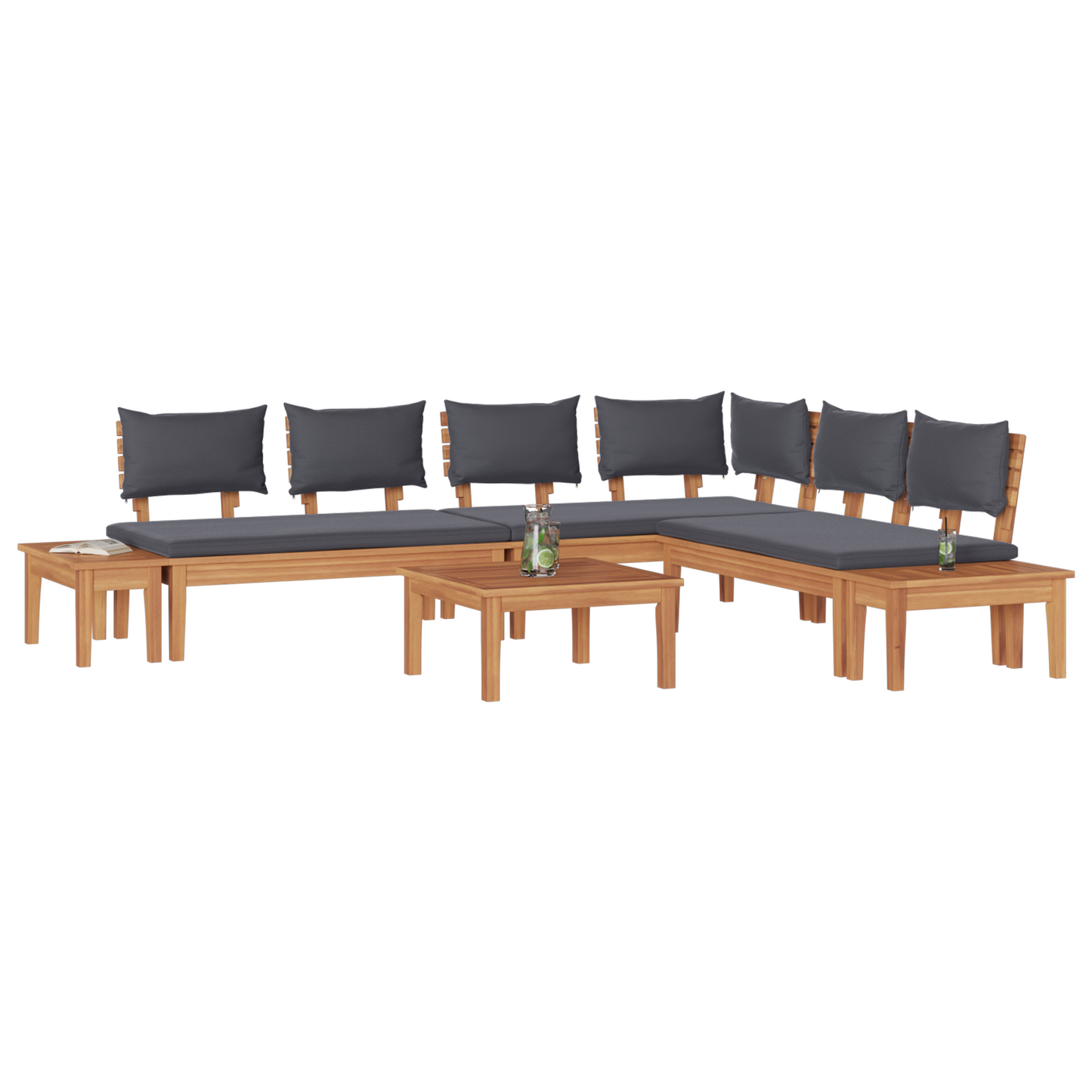 Hagesofa Set 3 pcs Brun og Grå