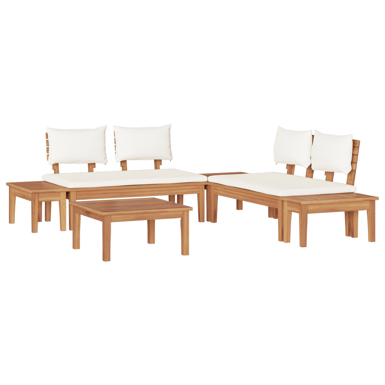 Hagebenk Set med pute med lagring 3 pcs Brun og Krem
