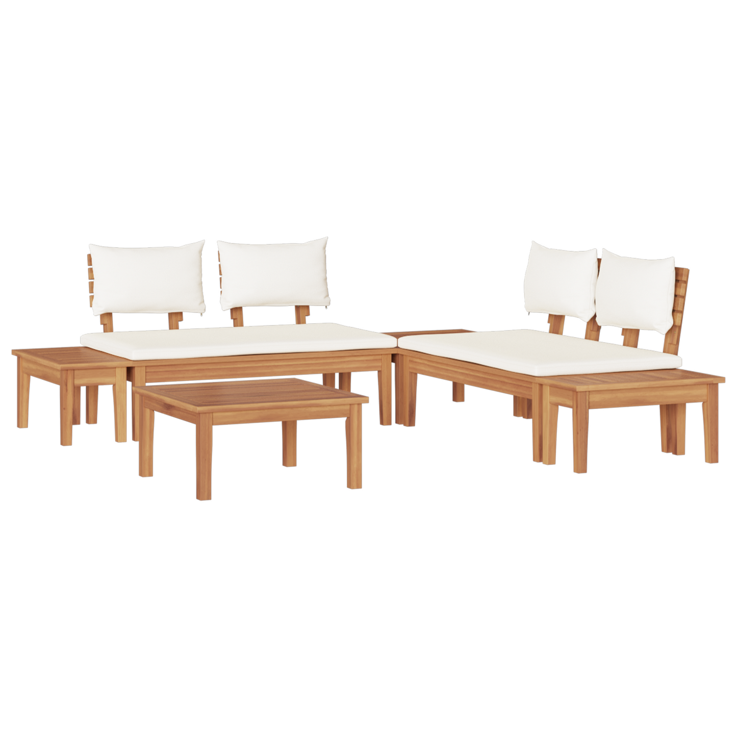Hagesofa Set 3 pcs Brun og Krem