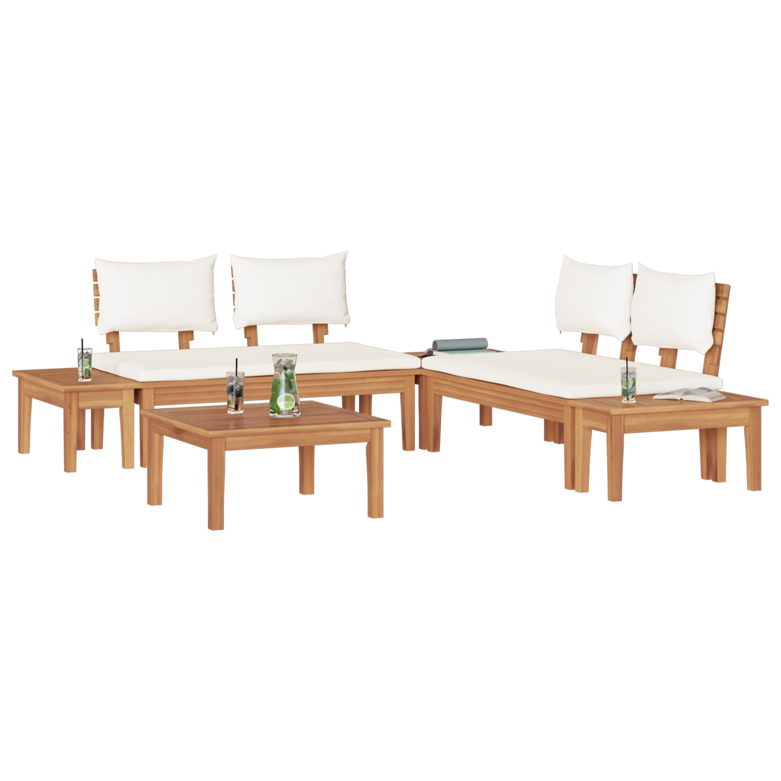 Hagebenk Set med pute med lagring 3 pcs Brun og Krem