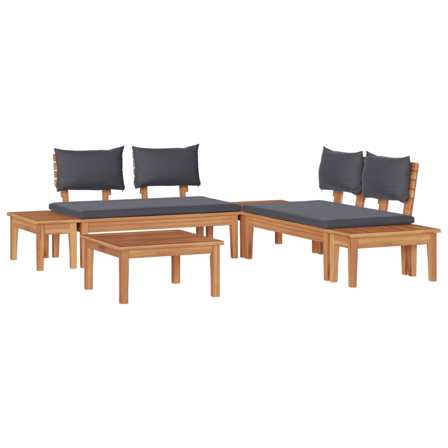 Hagesofa Set 3 pcs Brun og Grå