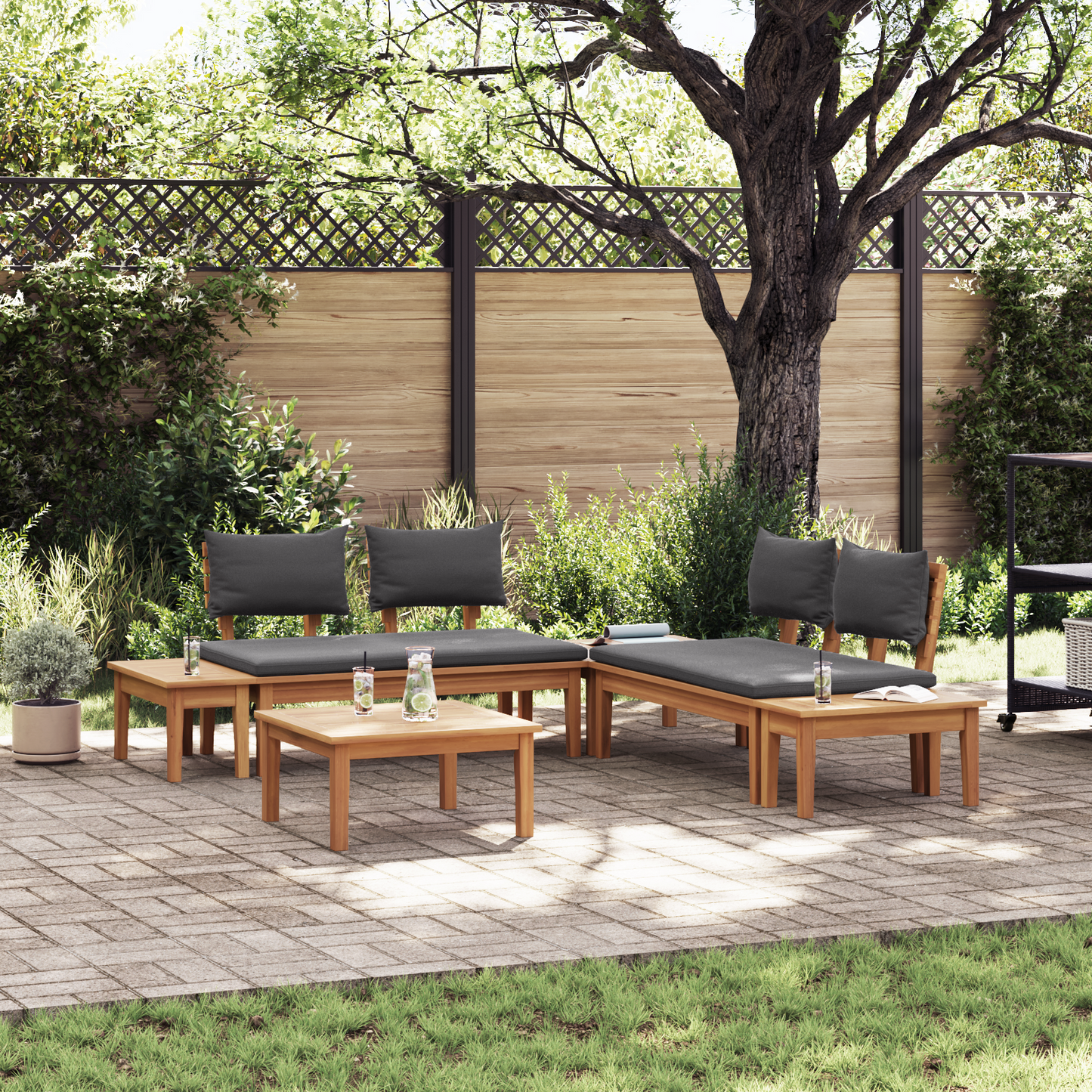 Hagesofa Set 3 pcs Brun og Grå