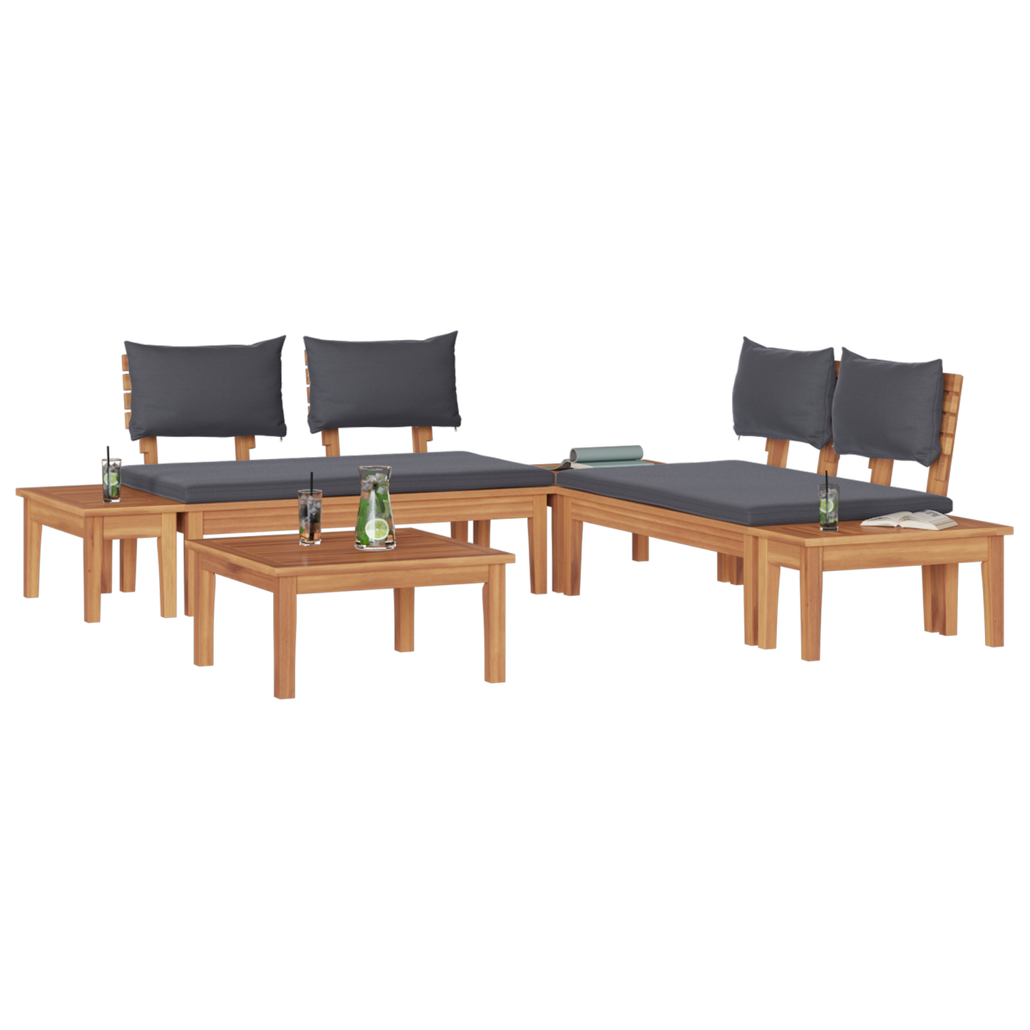 Hagesofa Set 3 pcs Brun og Grå
