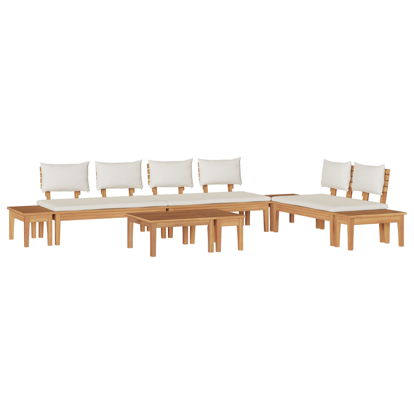 Hagesofa Set 5 pcs Brun og Krem