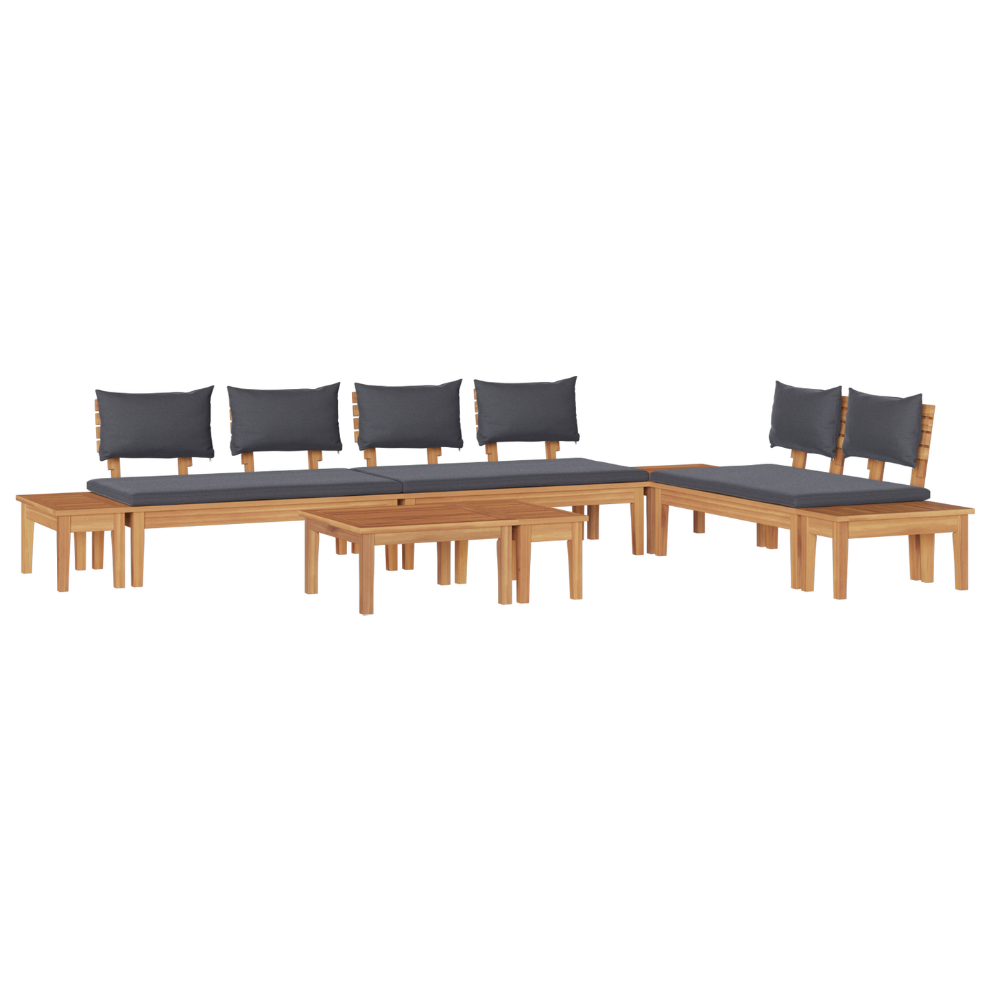 Hagesofa Set 5 pcs Brun og Grå