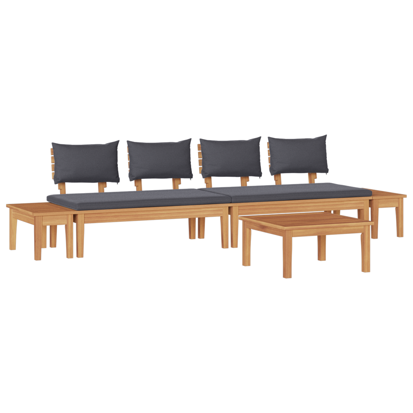 Hagesofa Set 5 pcs Brun og Grå