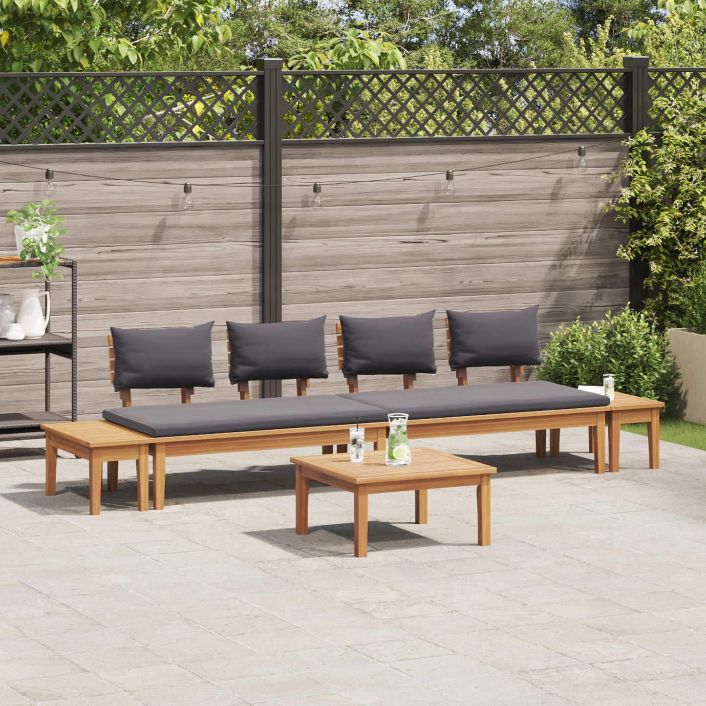 Hagesofa Set 5 pcs Brun og Grå