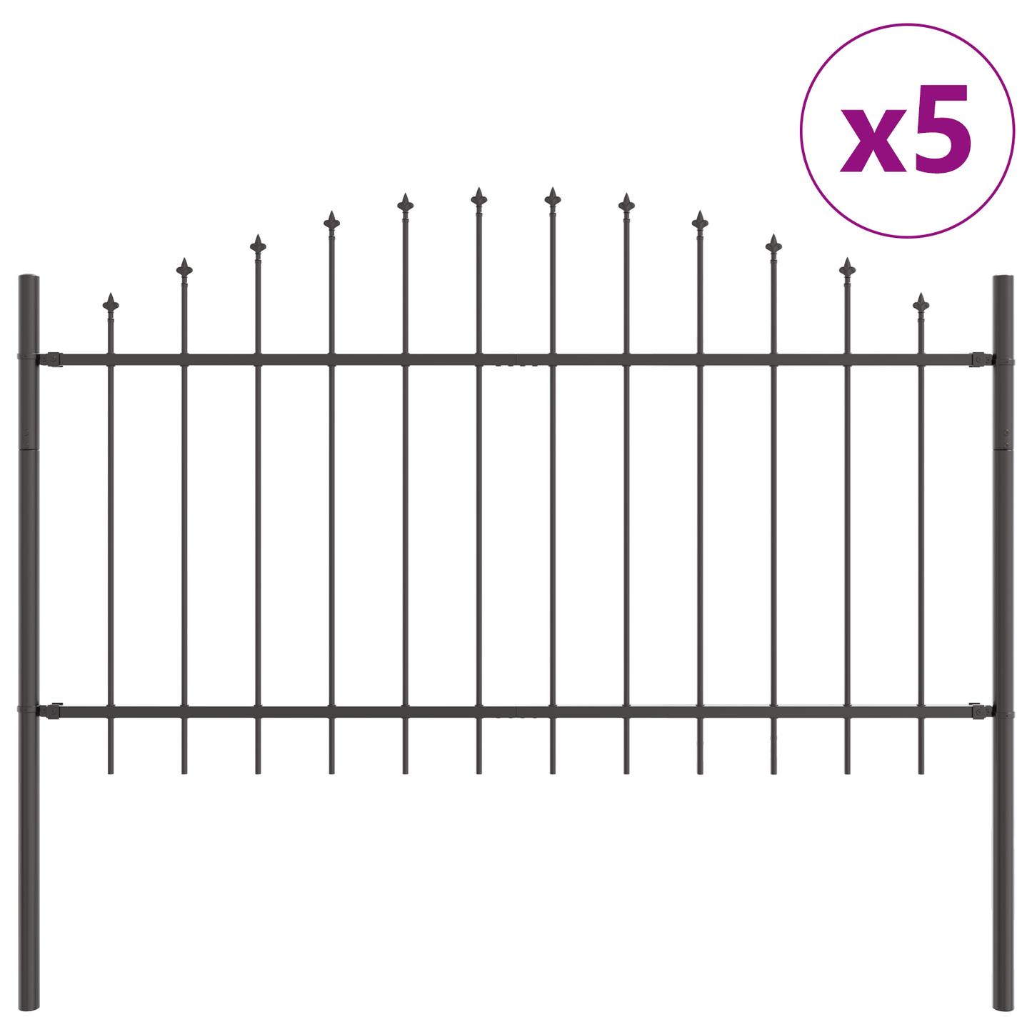 Hage Hegning 5 pcs Grå 170 x 140 cm Pulverlakkert stål