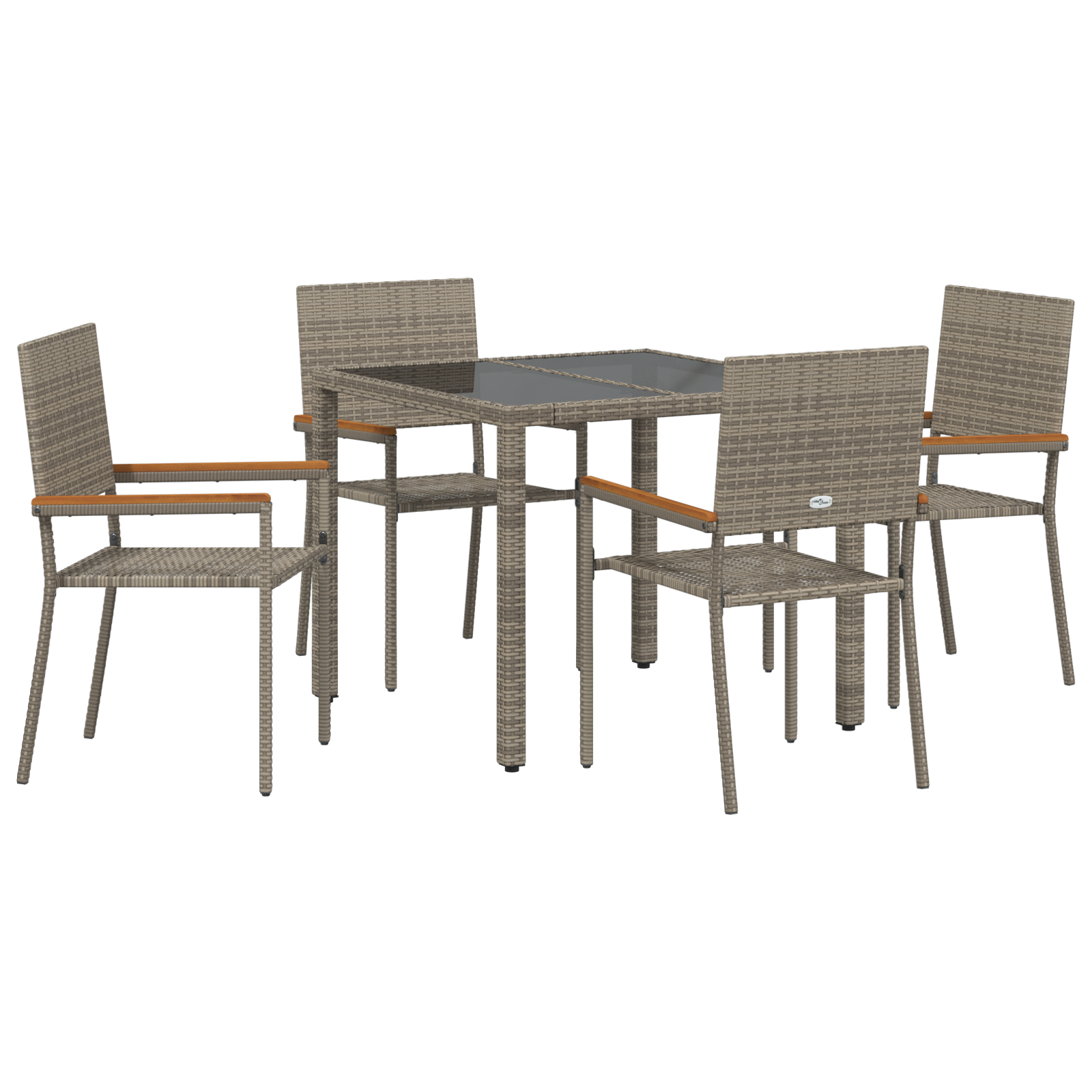 Hage Spisegruppe 5 pcs Grå 90 x 90 x 75 cm polyrotting