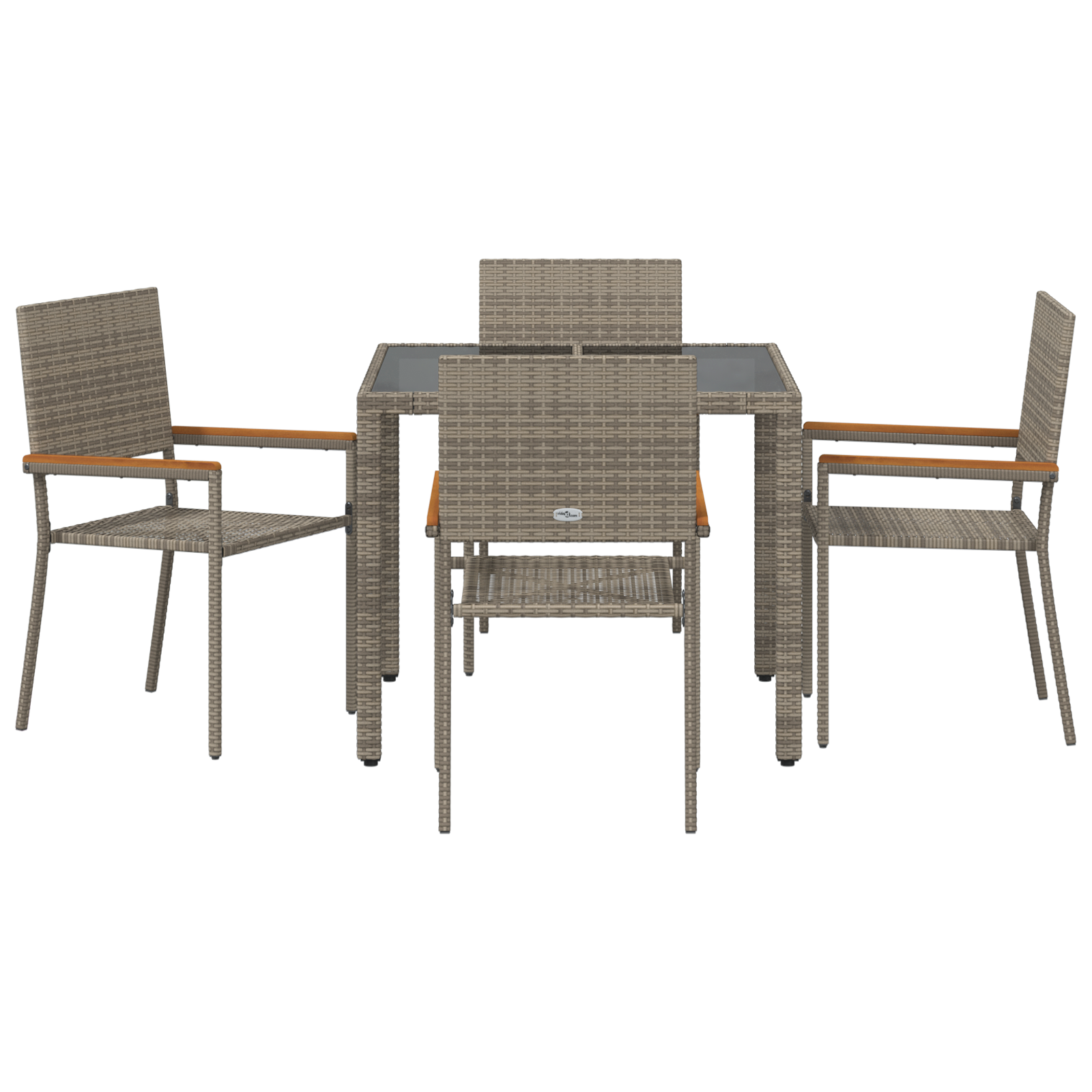 Hage Spisegruppe 5 pcs Grå 90 x 90 x 75 cm polyrotting