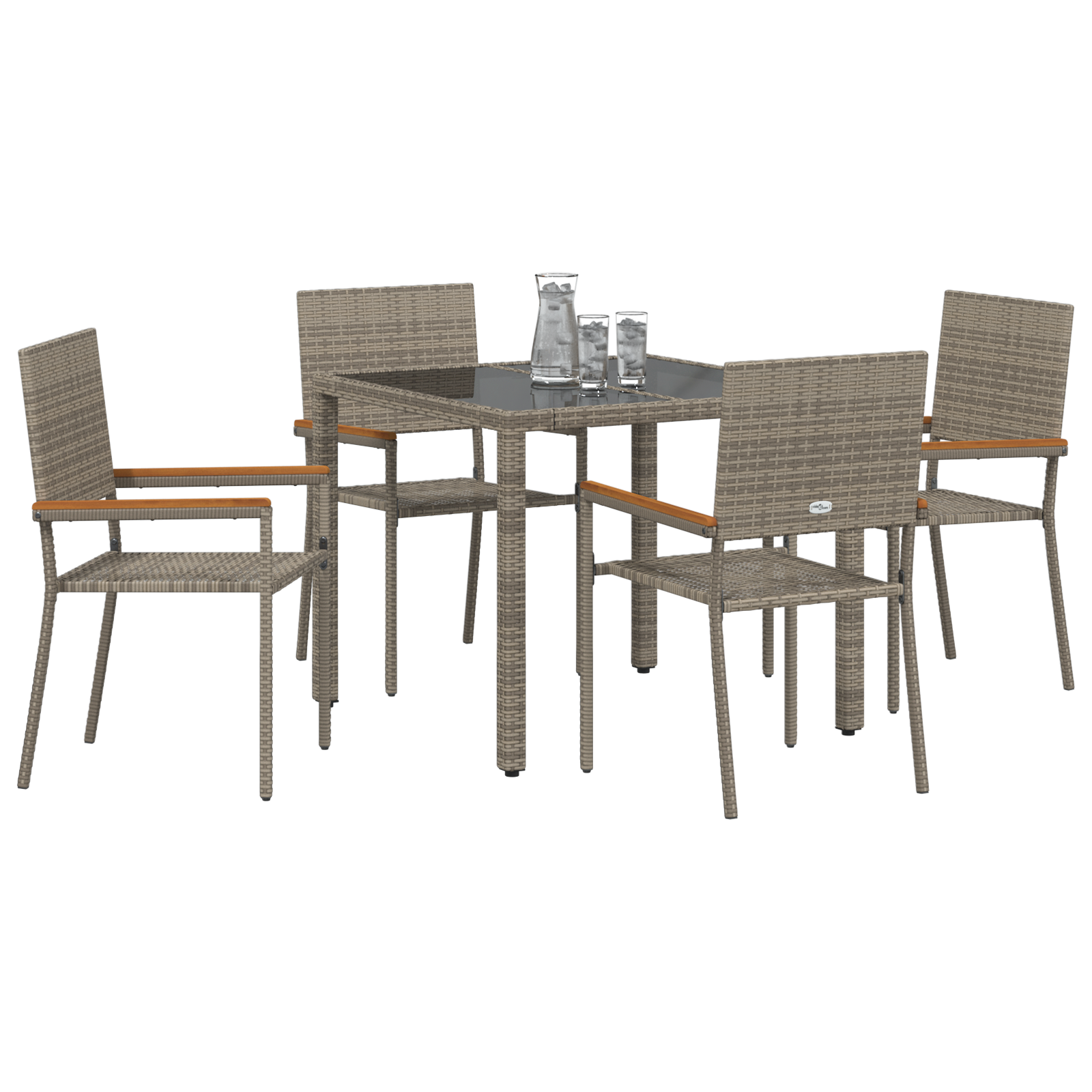 Hage Spisegruppe 5 pcs Grå 90 x 90 x 75 cm polyrotting