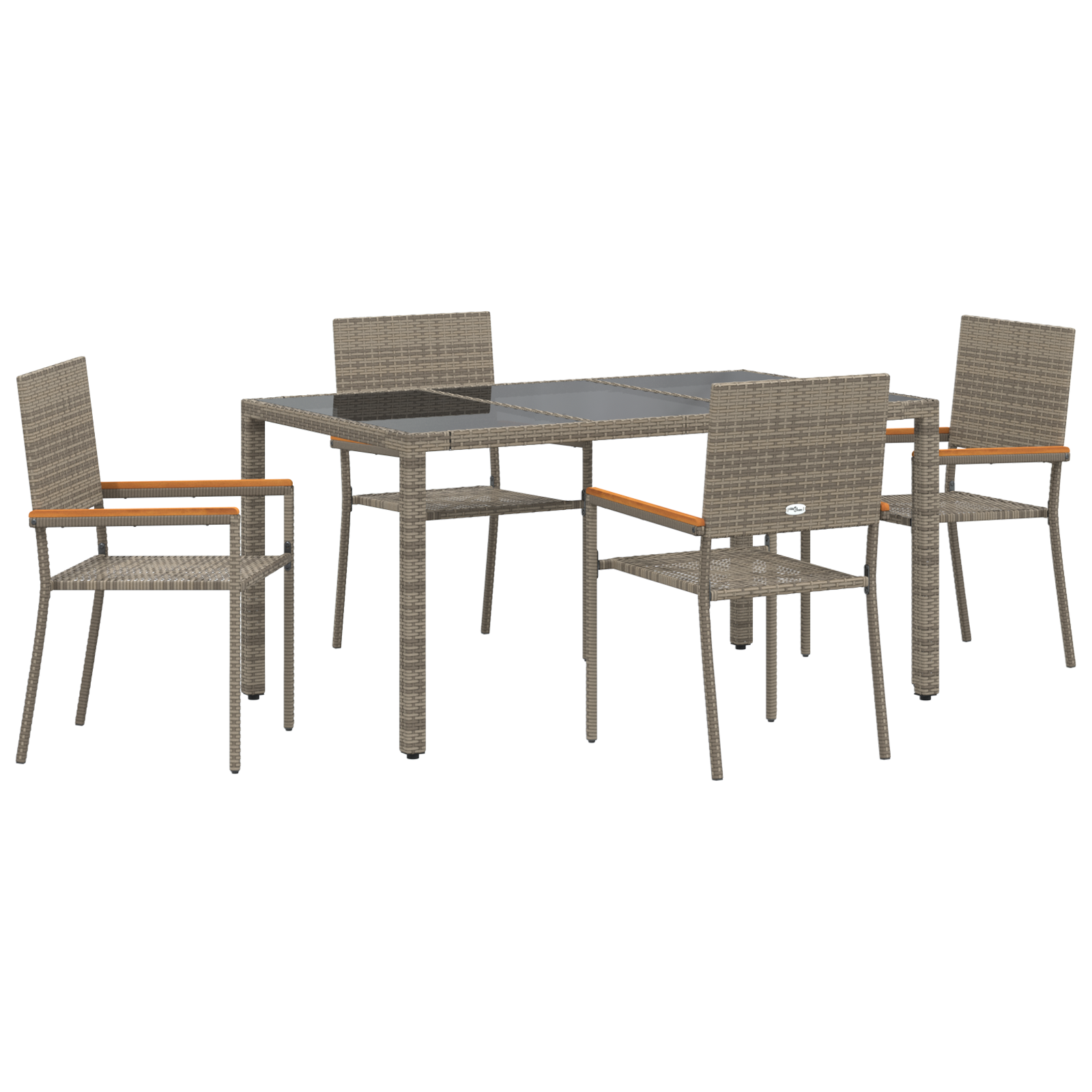 Hage Spisegruppe 5 pcs Grå 150 x 90 x 75 cm polyrotting