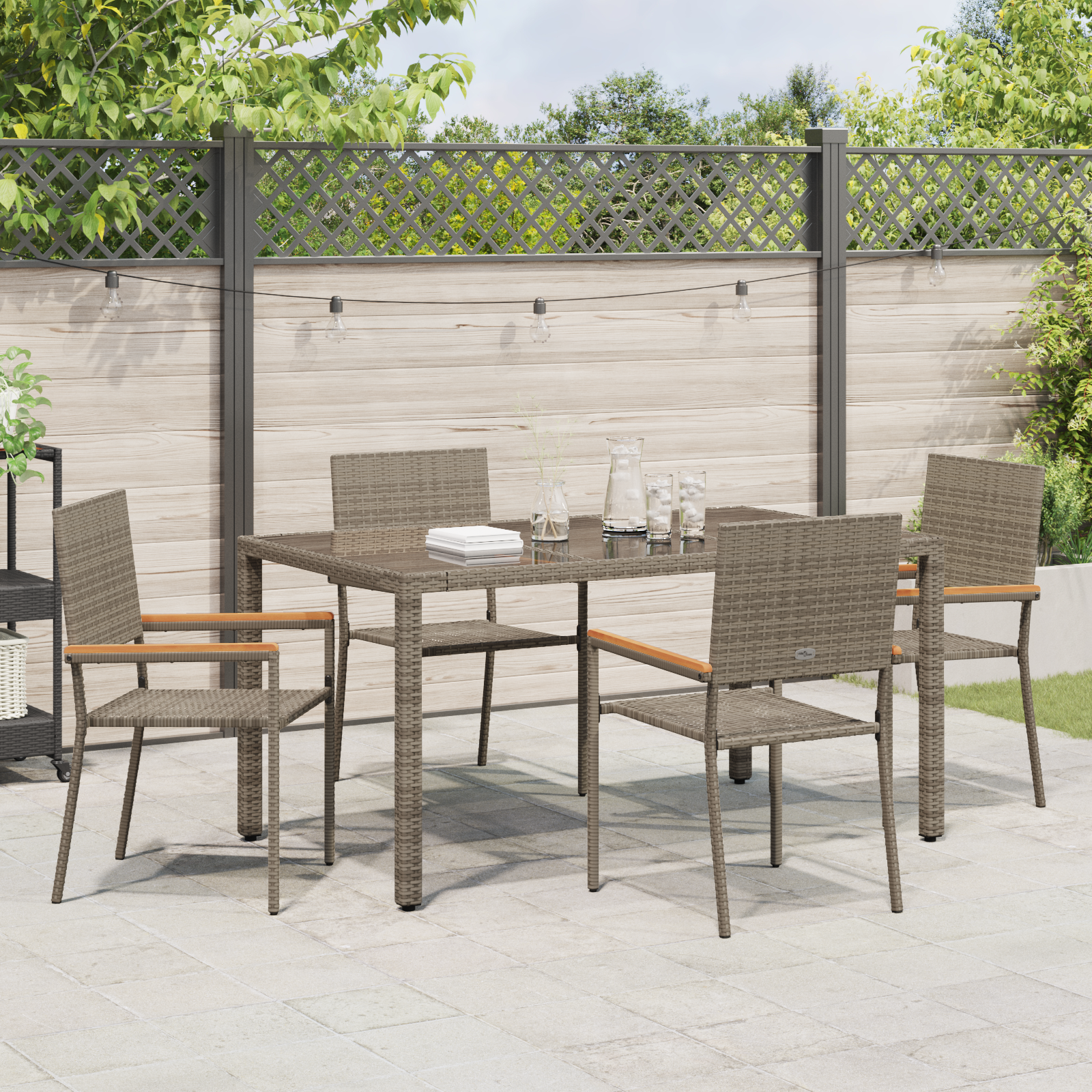 Hage Spisegruppe 5 pcs Grå 150 x 90 x 75 cm polyrotting