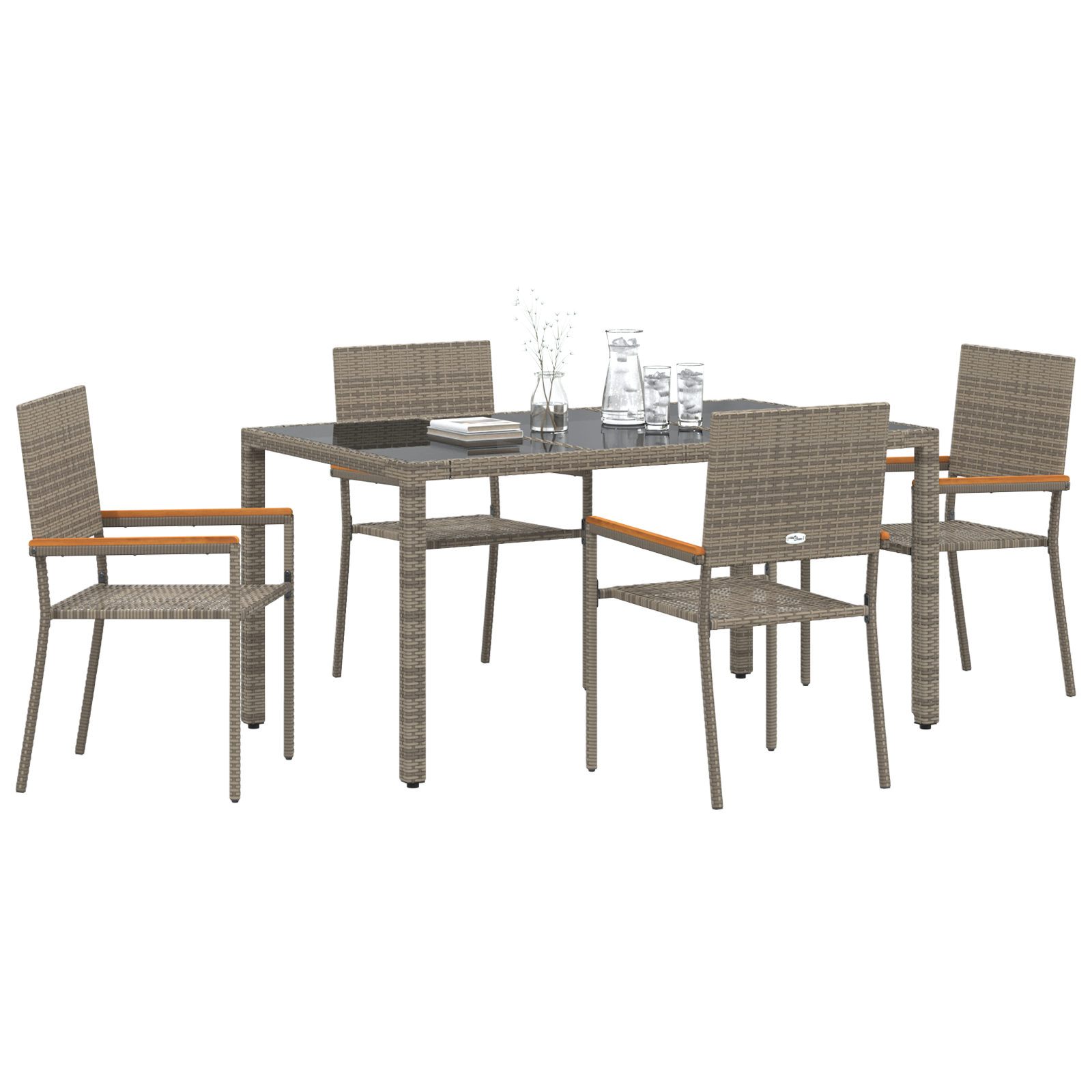 Hage Spisegruppe 5 pcs Grå 150 x 90 x 75 cm polyrotting