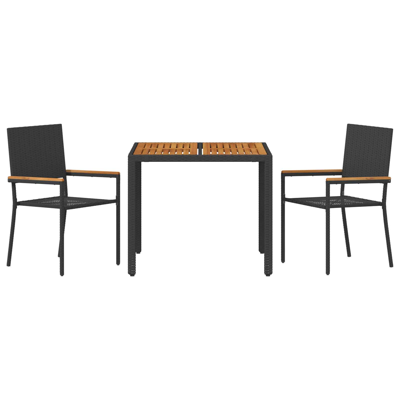 Hage Spisegruppe 3 pcs Svart, brun 90 x 90 x 75 cm polyrotting
