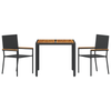 Hage Spisegruppe 3 pcs Svart, brun 90 x 90 x 75 cm polyrotting