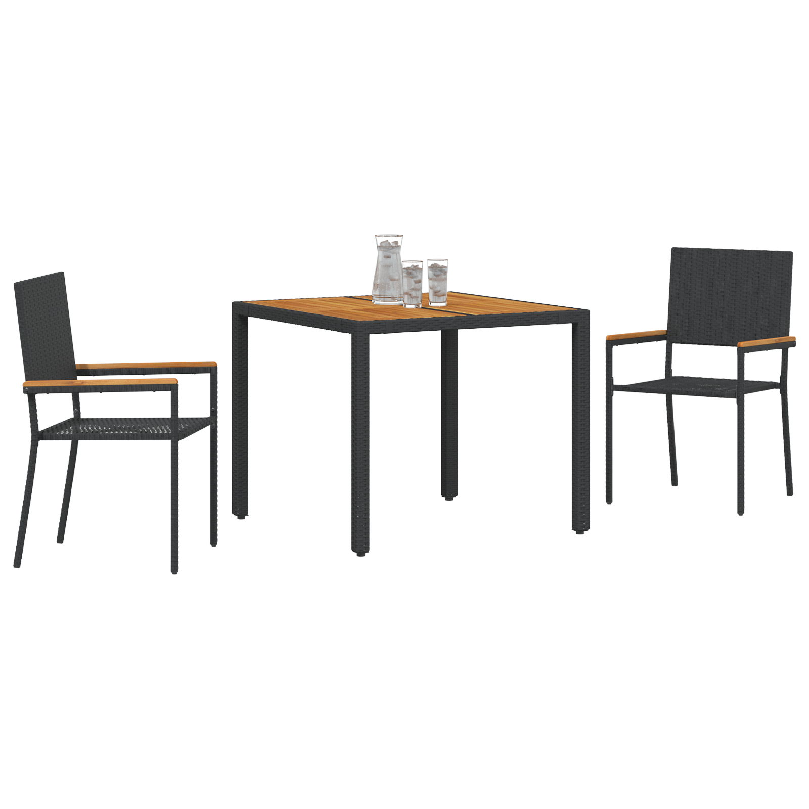 Hage Spisegruppe 3 pcs Svart, brun 90 x 90 x 75 cm polyrotting