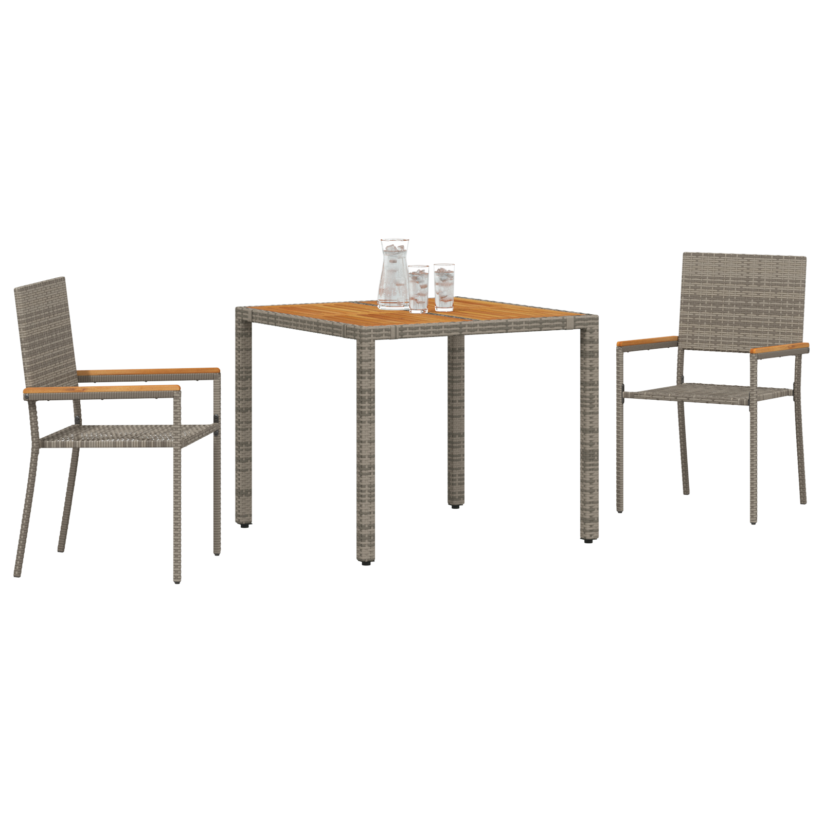 Hage Spisegruppe 3 pcs Grå 90 x 90 x 75 cm polyrotting