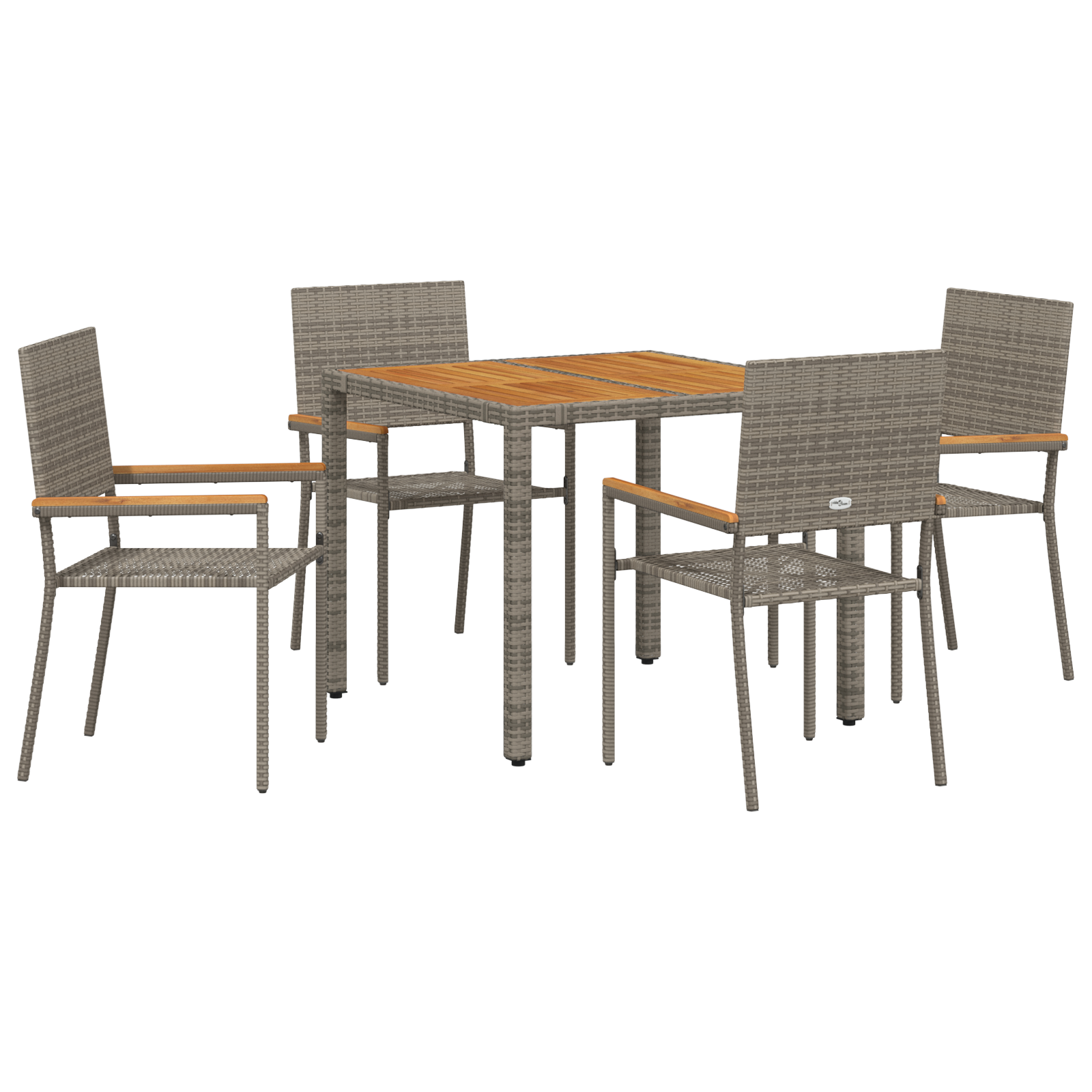 Hage Spisegruppe 5 pcs Grå 90 x 90 x 75 cm polyrotting
