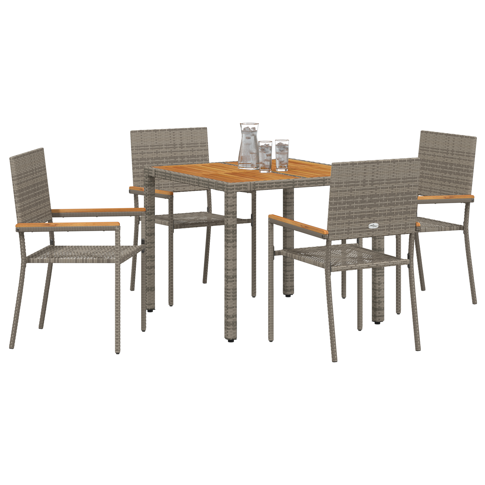 Hage Spisegruppe 5 pcs Grå 90 x 90 x 75 cm polyrotting
