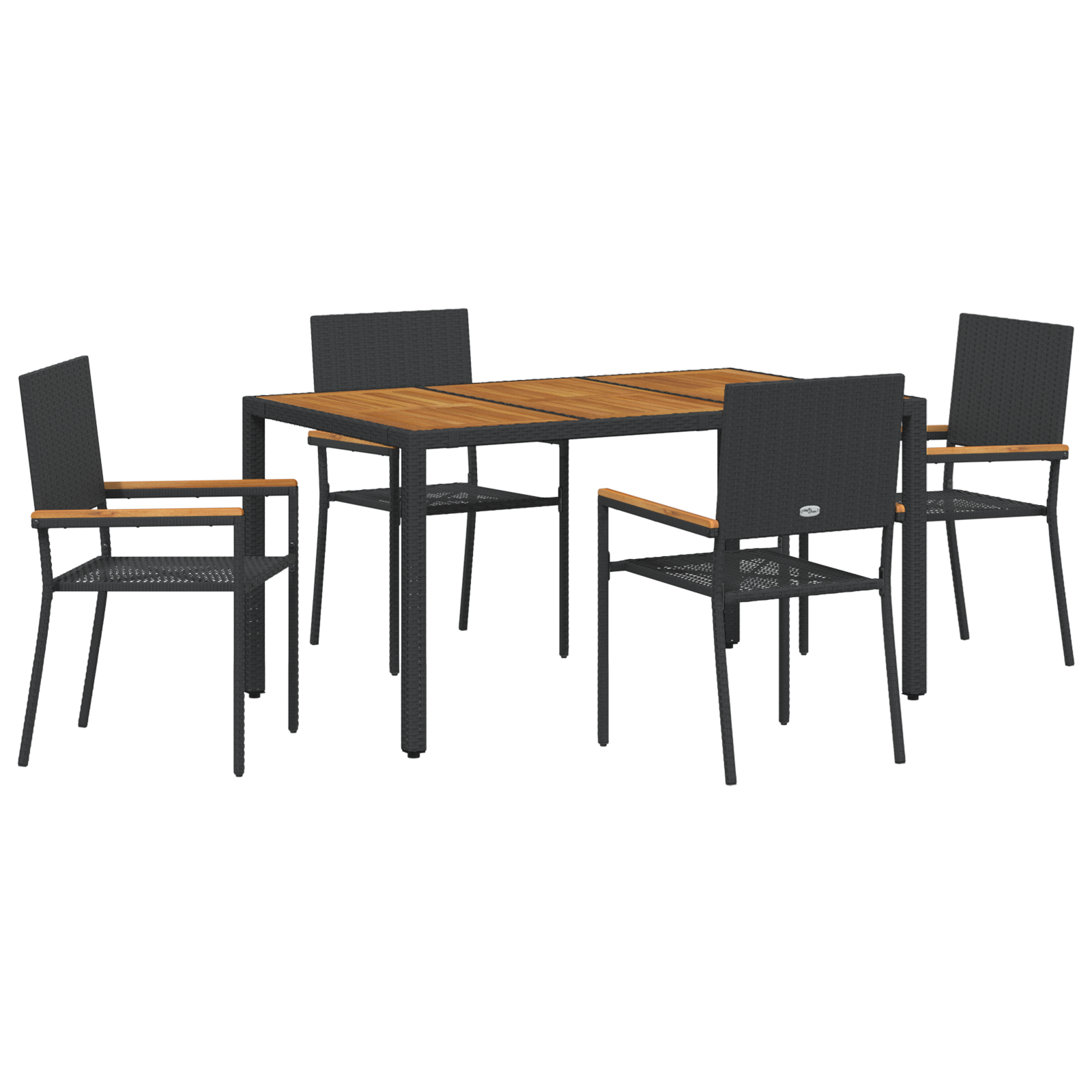 Hage Spisegruppe 5 pcs Svart, Tre 150 x 90 x 75 cm polyrotting