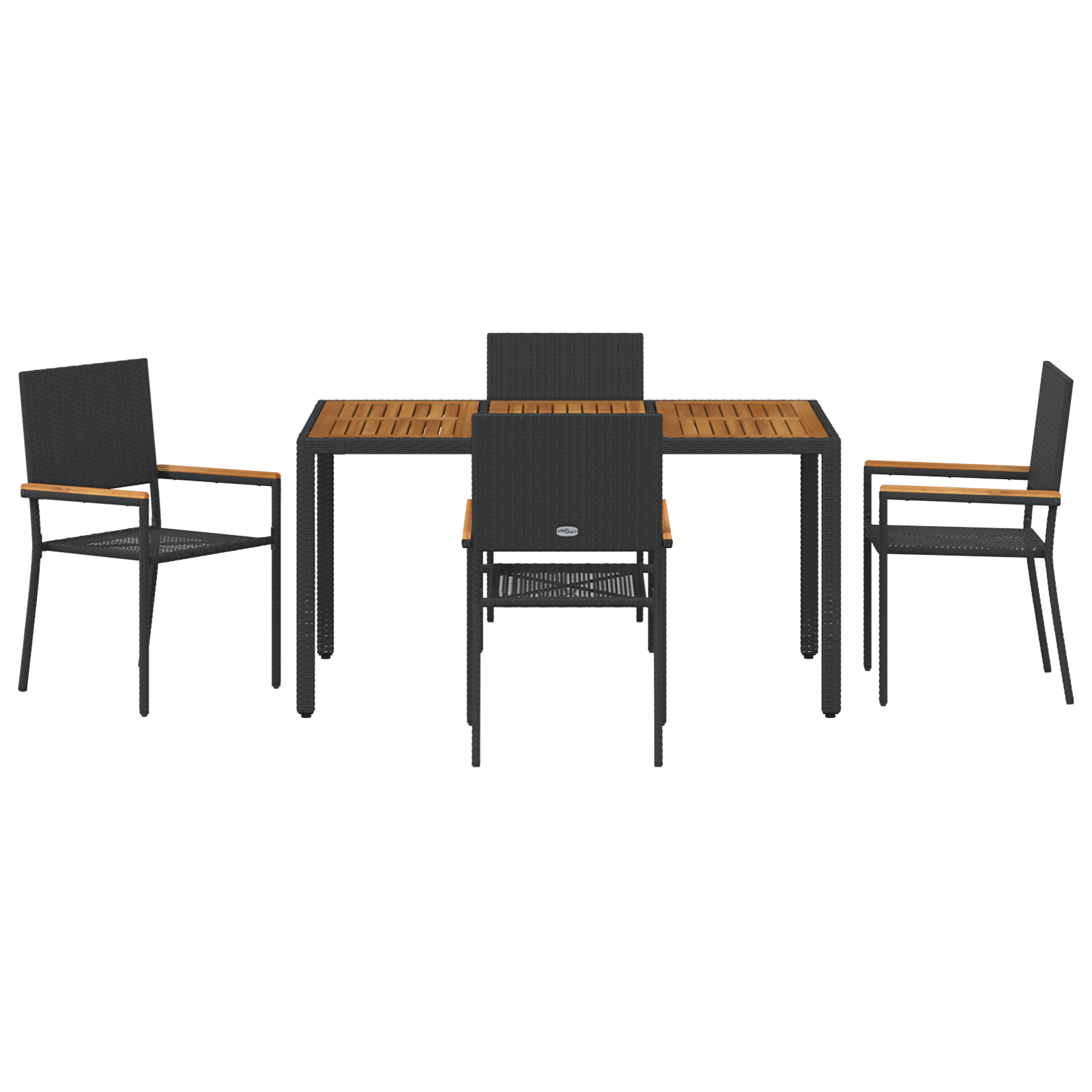Hage Spisegruppe 5 pcs Svart, Tre 150 x 90 x 75 cm polyrotting