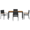 Hage Spisegruppe 5 pcs Svart, Tre 150 x 90 x 75 cm polyrotting
