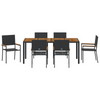 Hage Spisegruppe 7 pcs Svart 190 x 90 x 75 cm polyrotting