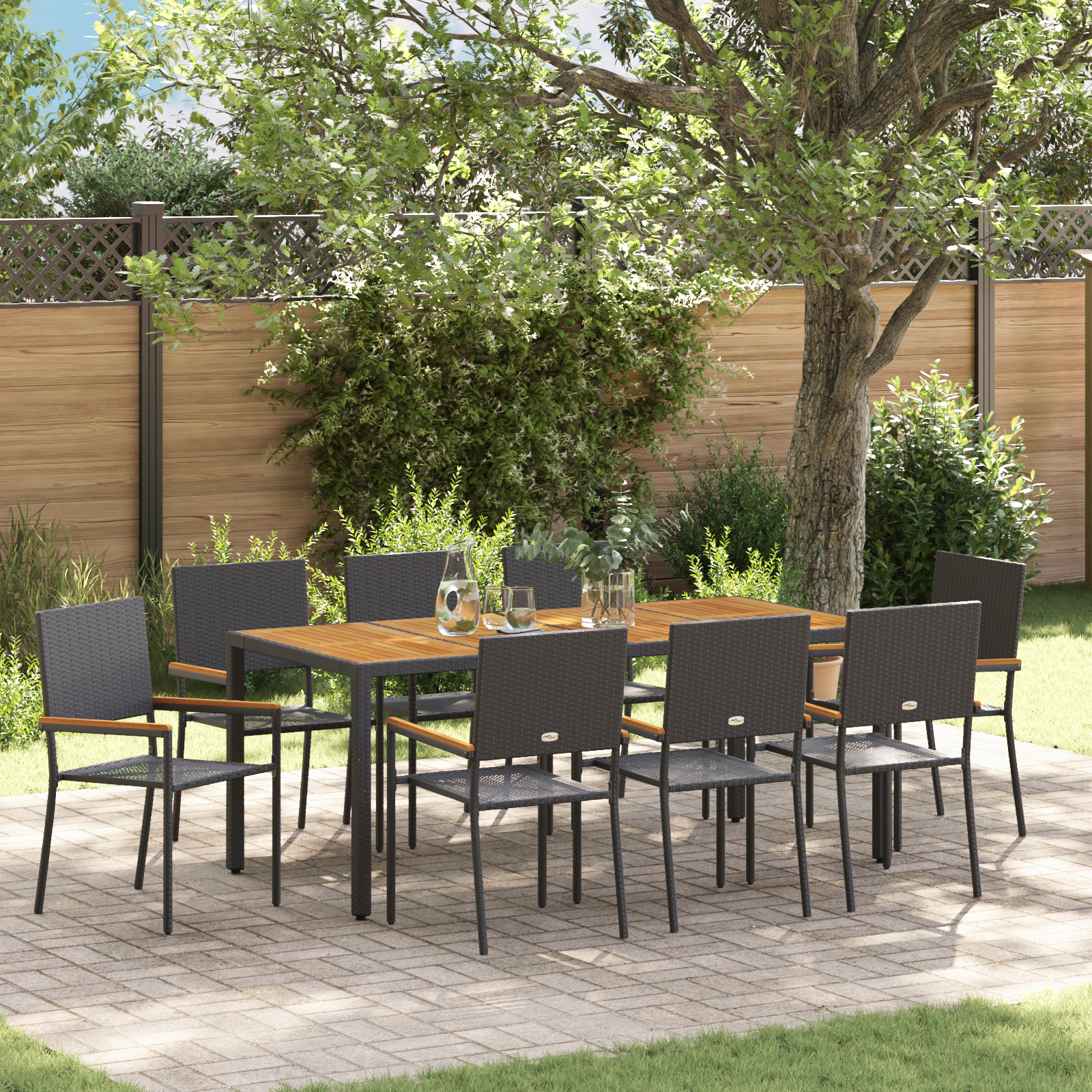 9 pcs Svart, brun 190 x 90 x 75 cm