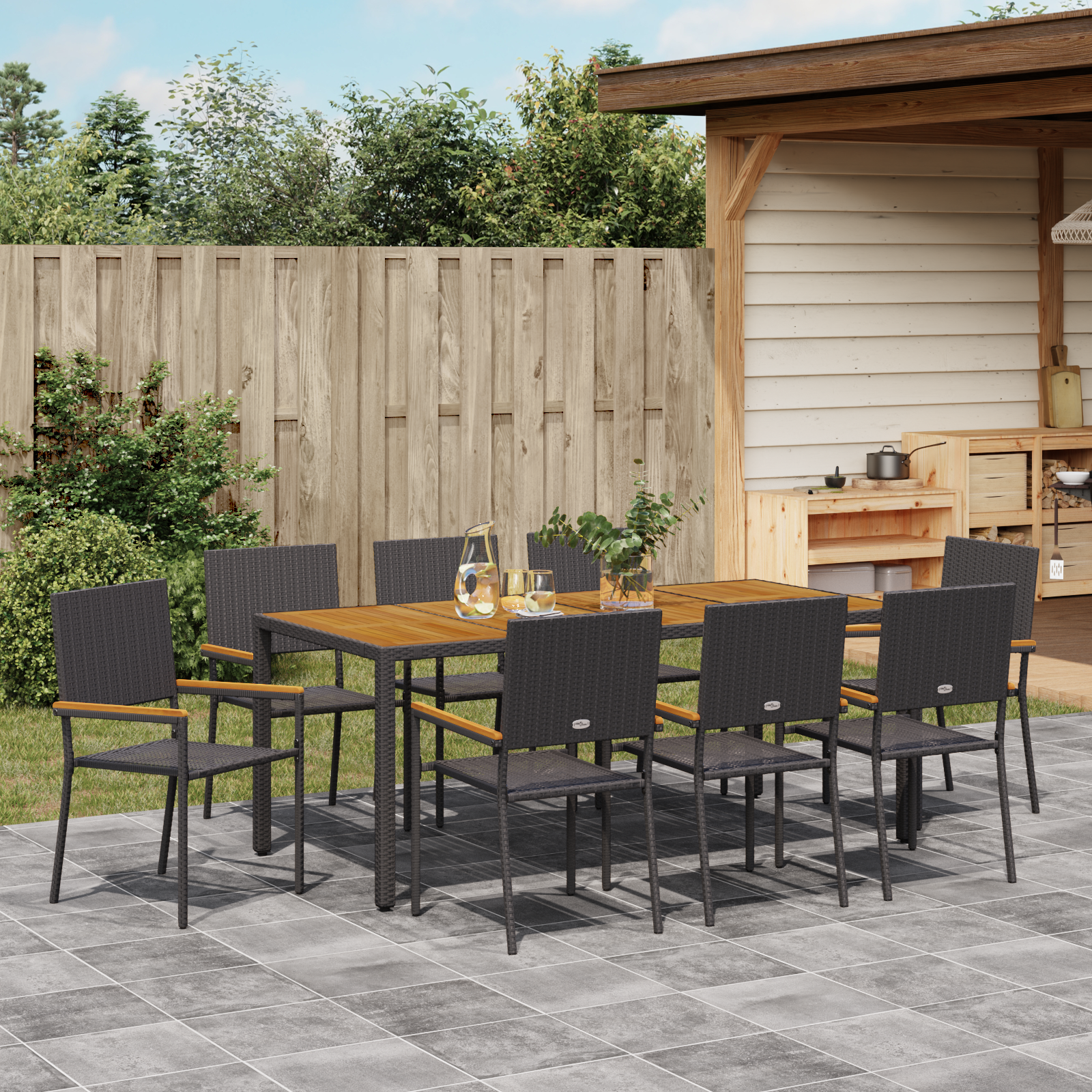 9 pcs Svart, brun 190 x 90 x 75 cm