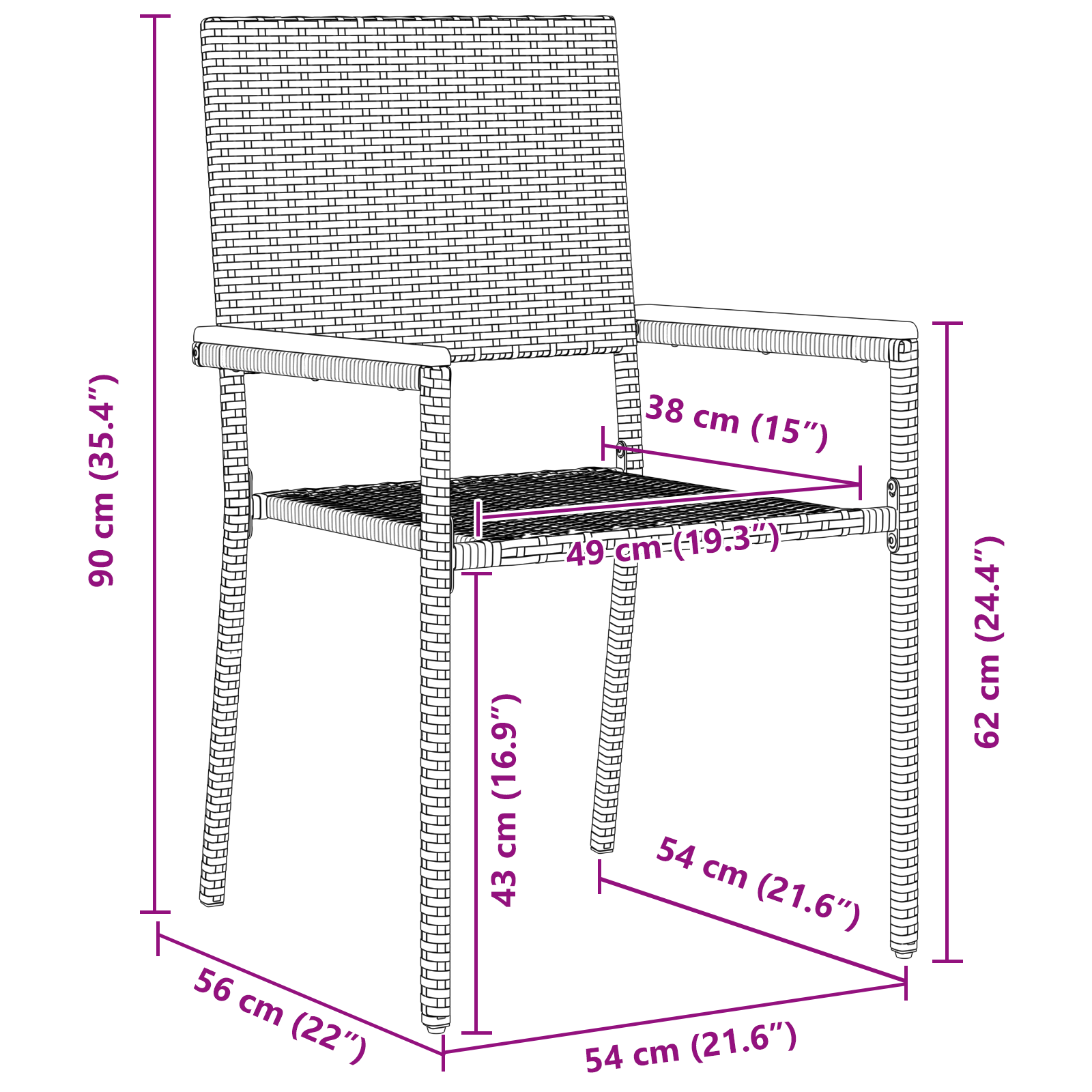 9 pcs Svart, brun 190 x 90 x 75 cm