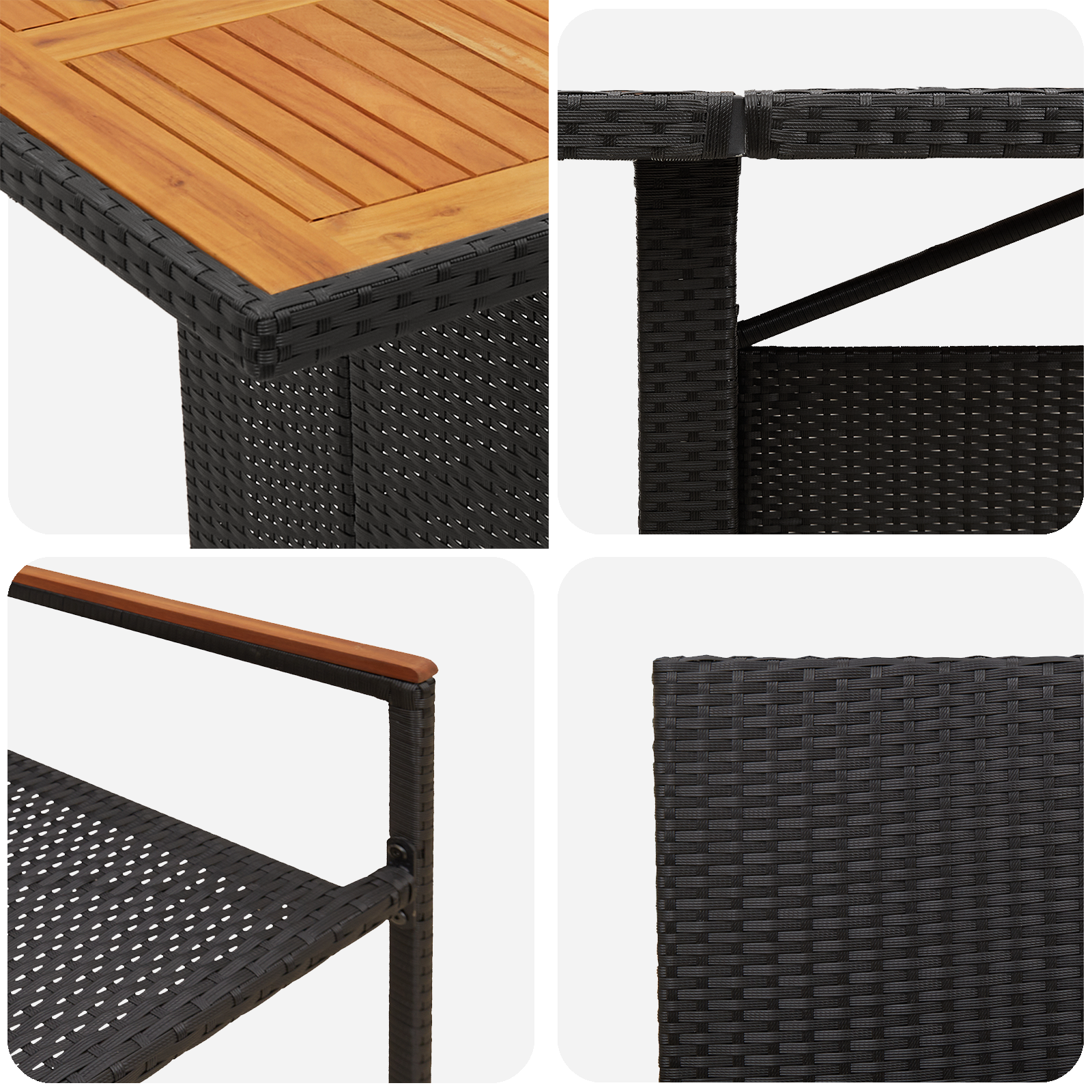 Hage Spisegruppe 9 pcs Svart Poly rattan