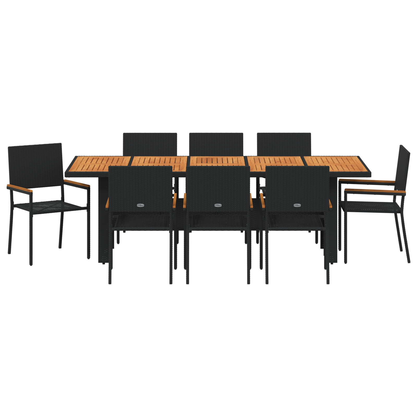 Hage Spisegruppe 9 pcs Svart Poly rattan