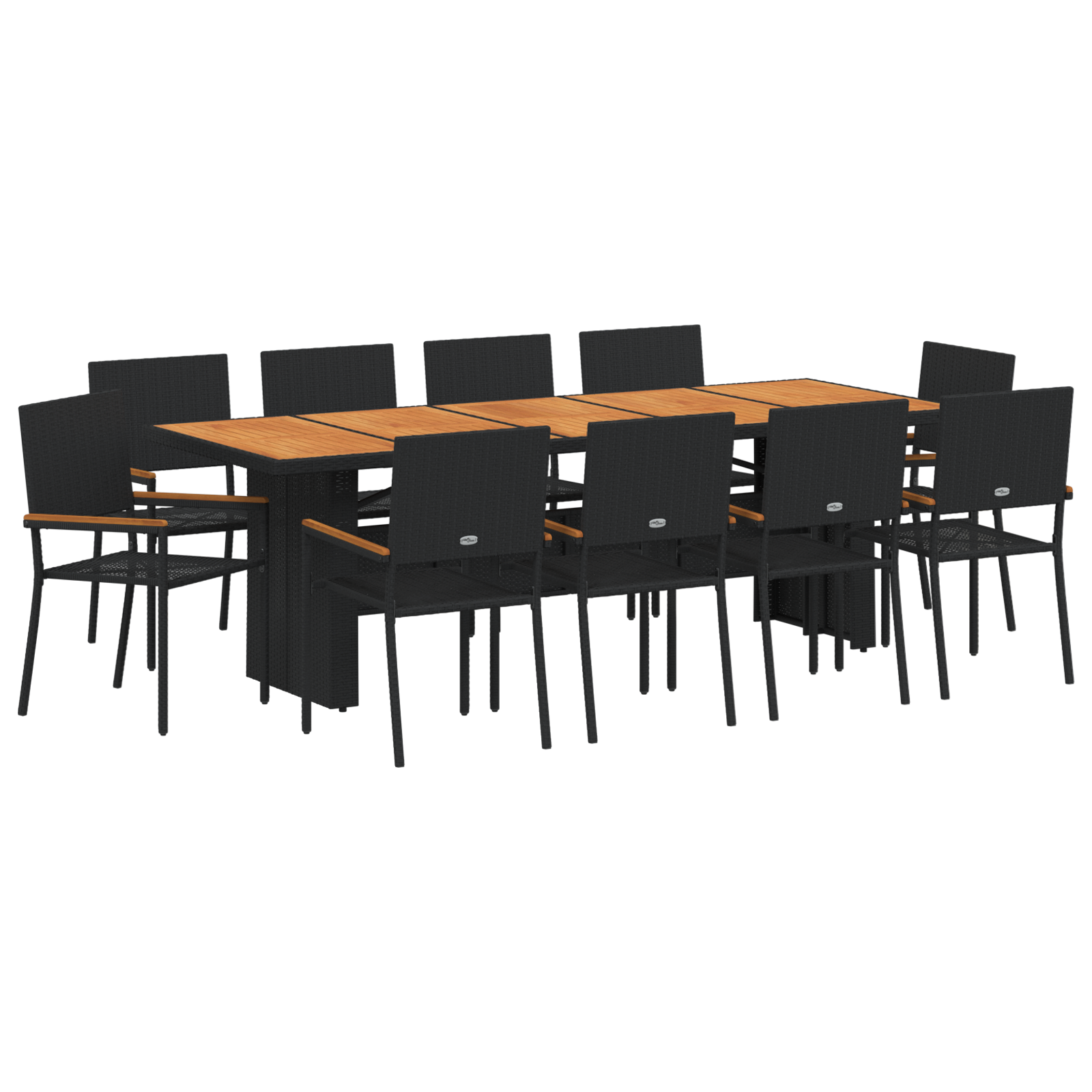 Hage Spisegruppe 11 pcs Svart Poly rattan