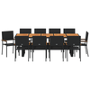 Hage Spisegruppe 11 pcs Svart Poly rattan