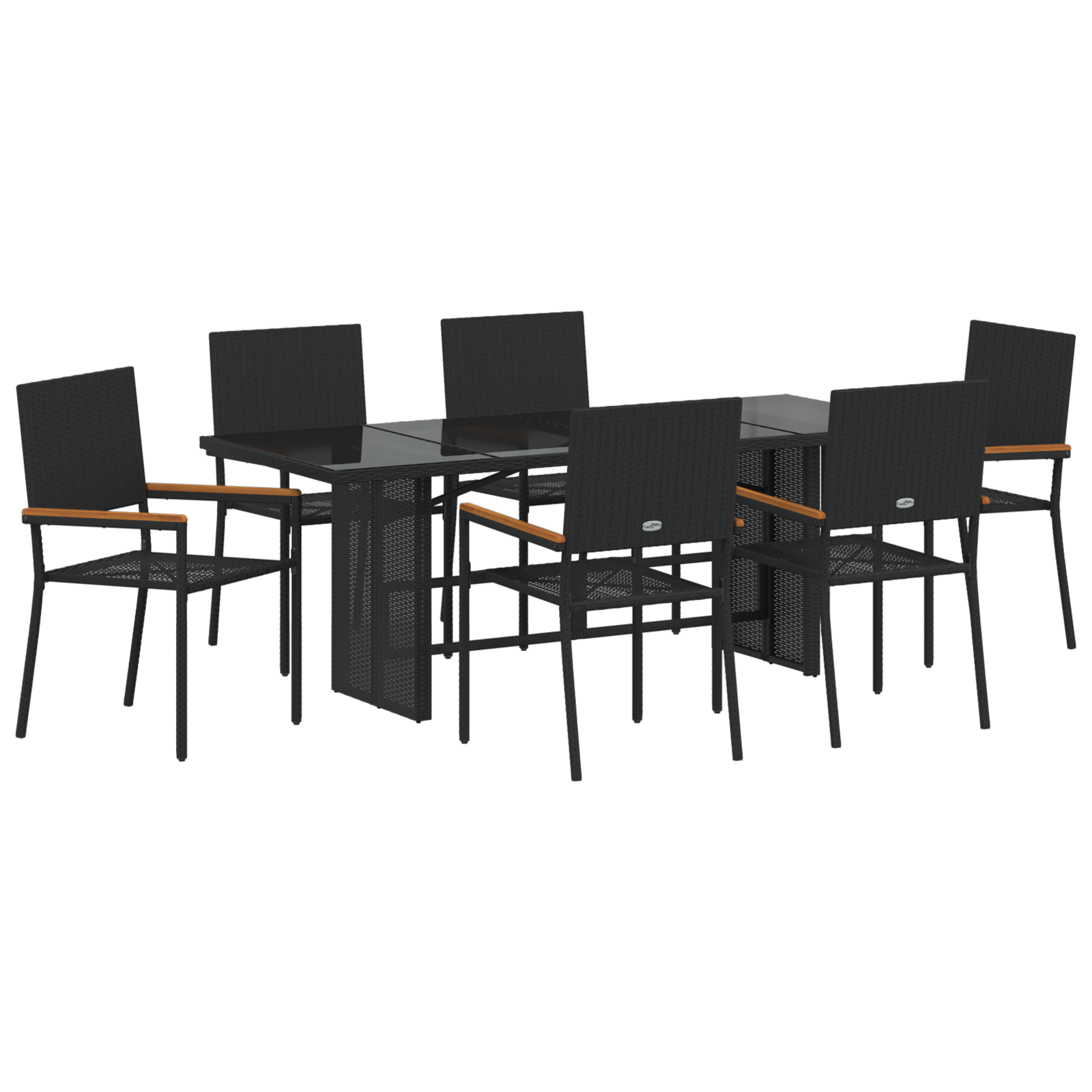 Hage Spisegruppe 7 pcs Svart 190 x 80 x 75 cm polyrotting