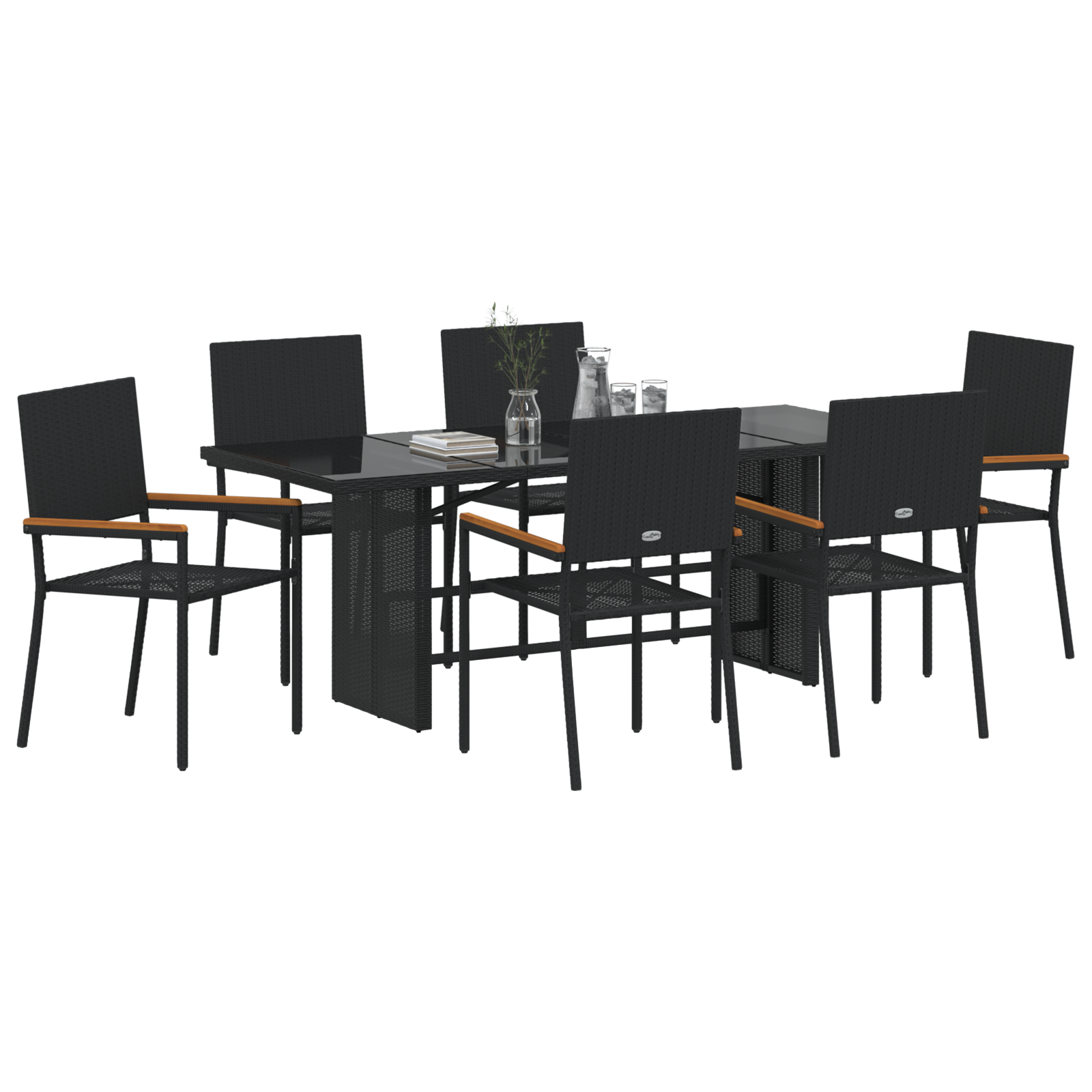 Hage Spisegruppe 7 pcs Svart 190 x 80 x 75 cm polyrotting
