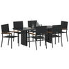Hage Spisegruppe 7 pcs Svart 190 x 80 x 75 cm polyrotting