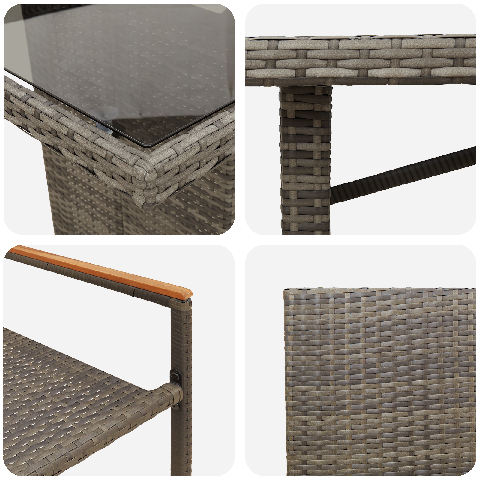Hage Spisegruppe 9 pcs Grå 190 x 80 x 75 cm polyrotting