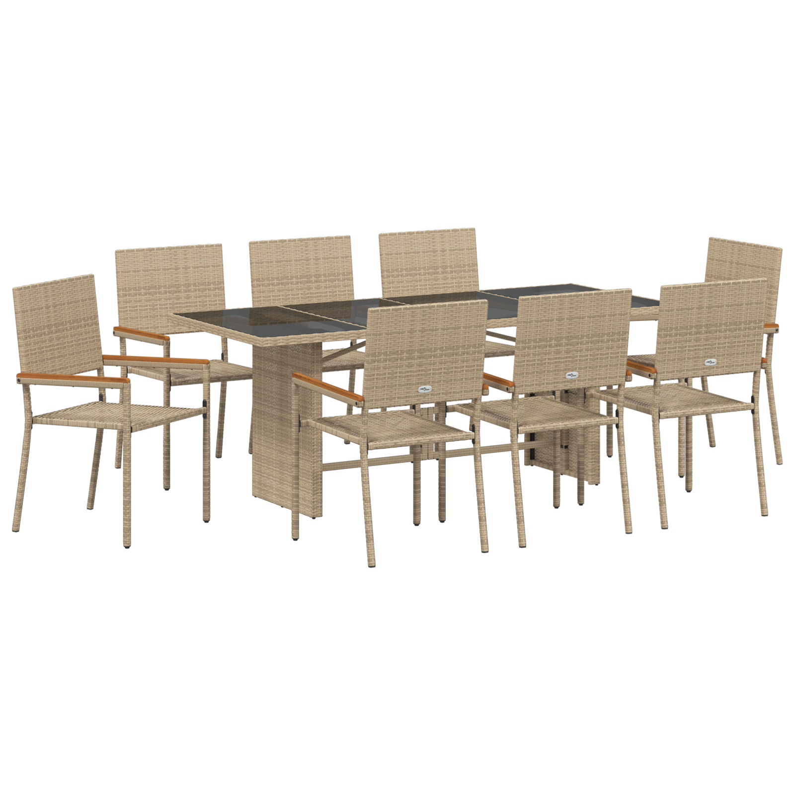 Hage Spisegruppe 9 pcs Beige 190 x 80 x 75 cm polyrotting