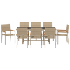 Hage Spisegruppe 9 pcs Beige 190 x 80 x 75 cm polyrotting