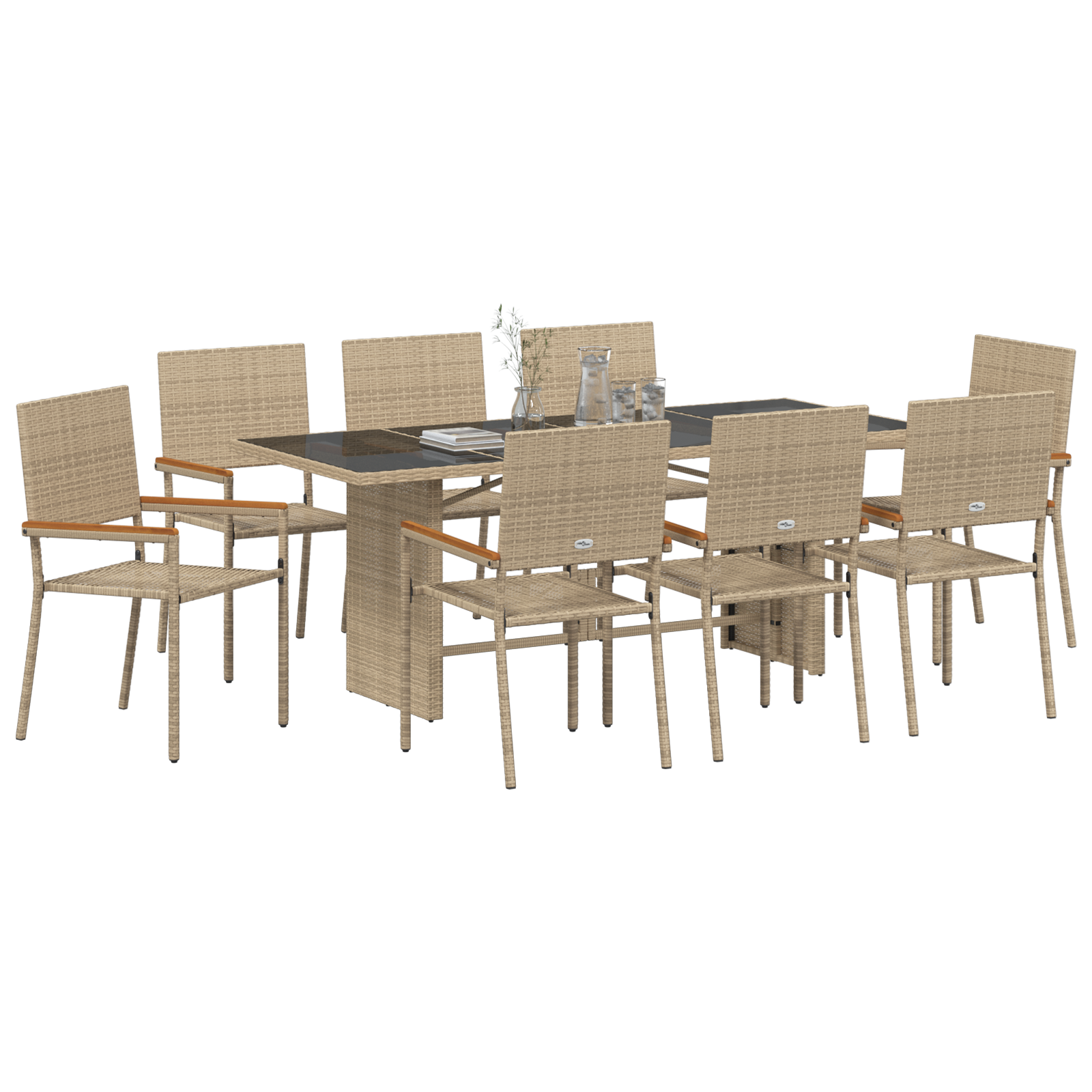 Hage Spisegruppe 9 pcs Beige 190 x 80 x 75 cm polyrotting