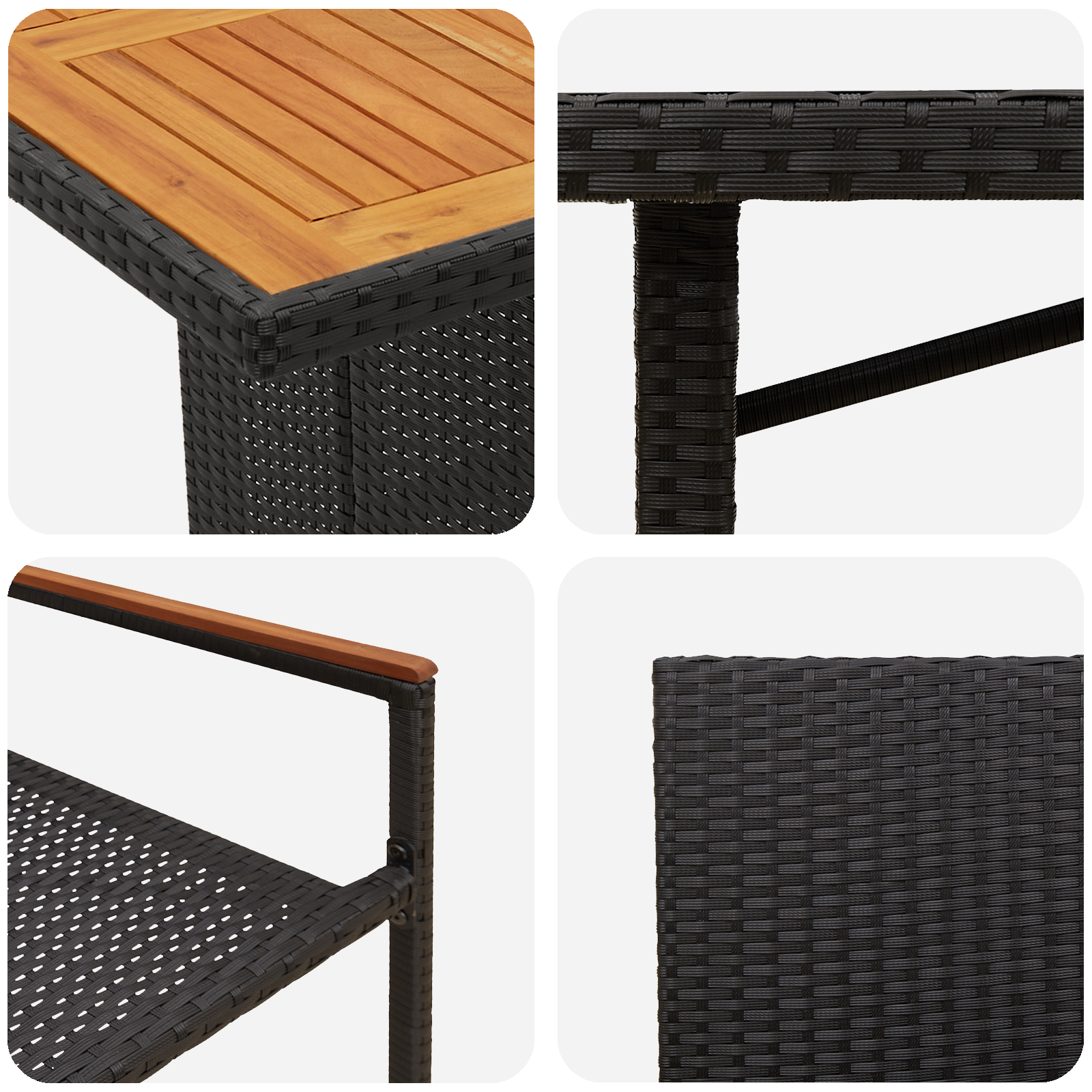 Hage Spisegruppe 7 pcs Svart og Brun 190 x 80 x 75 cm