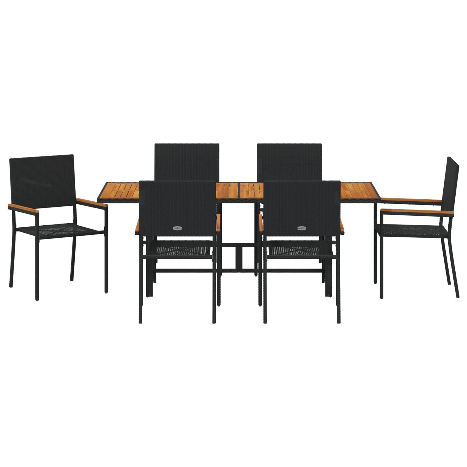 Hage Spisegruppe 7 pcs Svart og Brun 190 x 80 x 75 cm