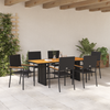 Hage Spisegruppe 7 pcs Svart og Brun 190 x 80 x 75 cm