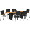Hage Spisegruppe 7 pcs Svart og Brun 190 x 80 x 75 cm