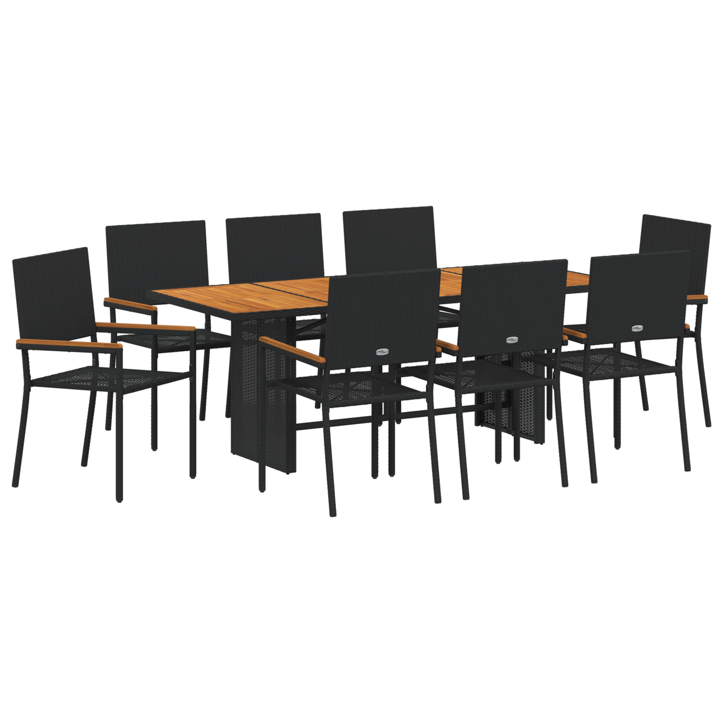 Hage Spisegruppe 9 pcs Svart polyrotting