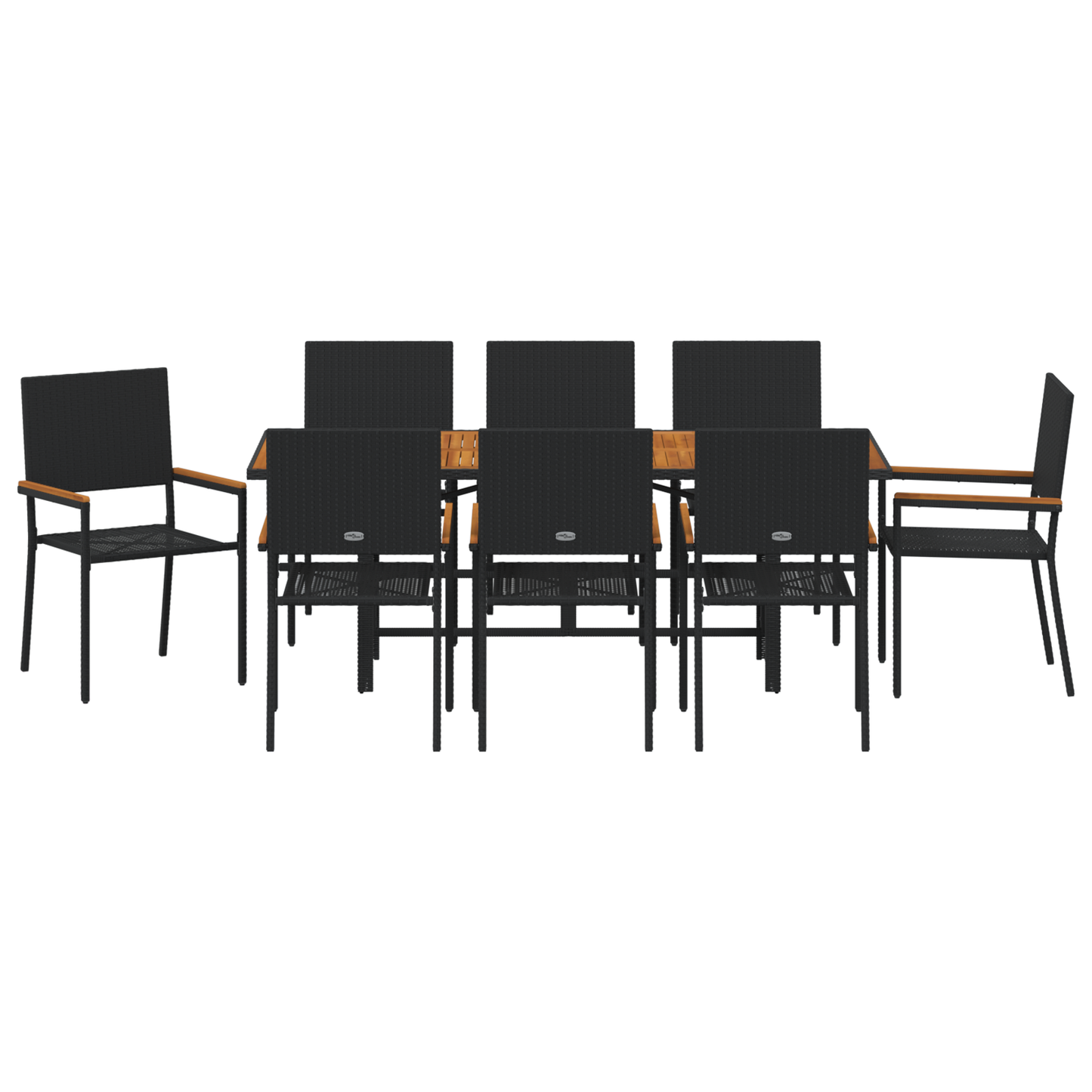 Hage Spisegruppe 9 pcs Svart polyrotting