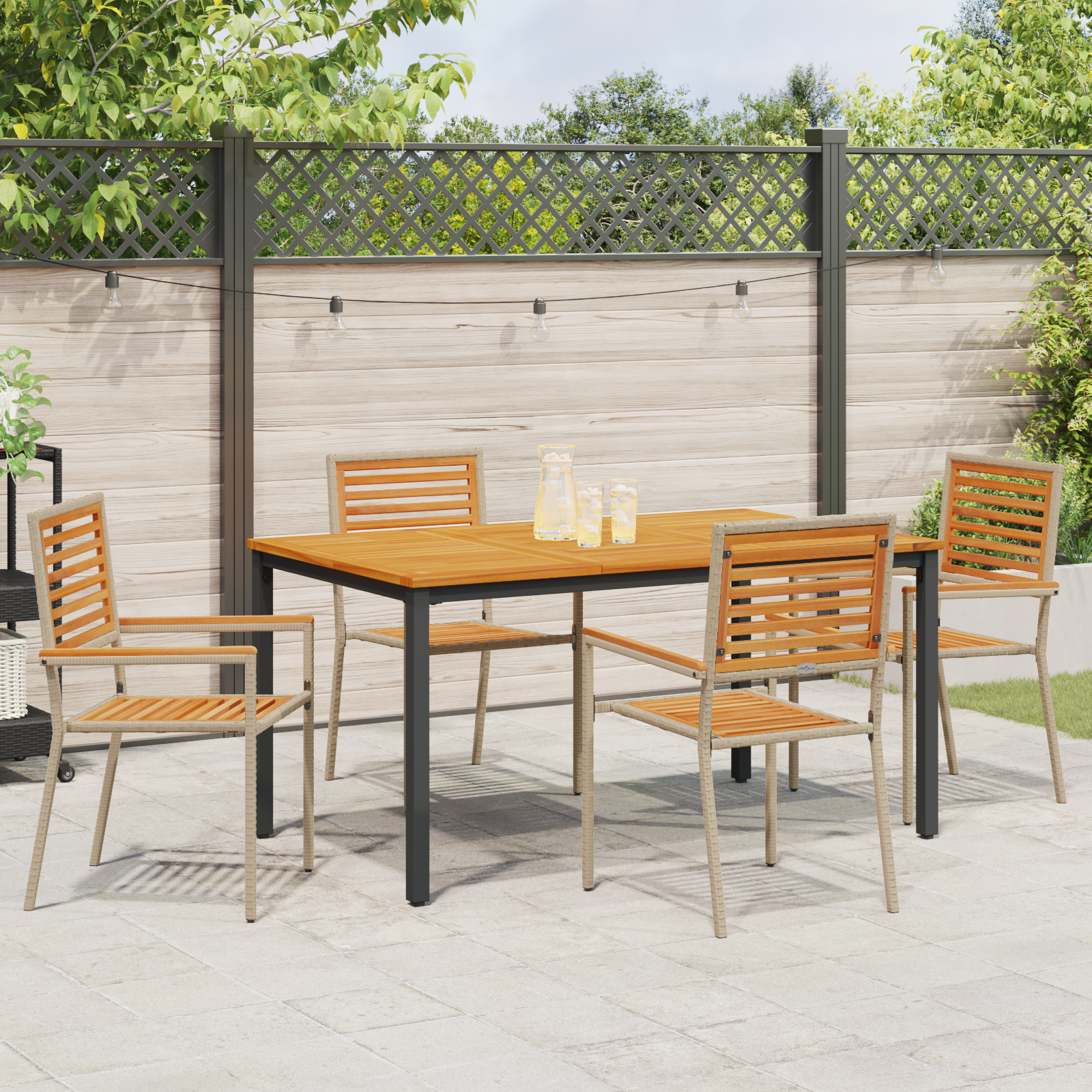 Hage Spisegruppe 4 pcs Beige 150 x 90 x 75 cm polyrotting